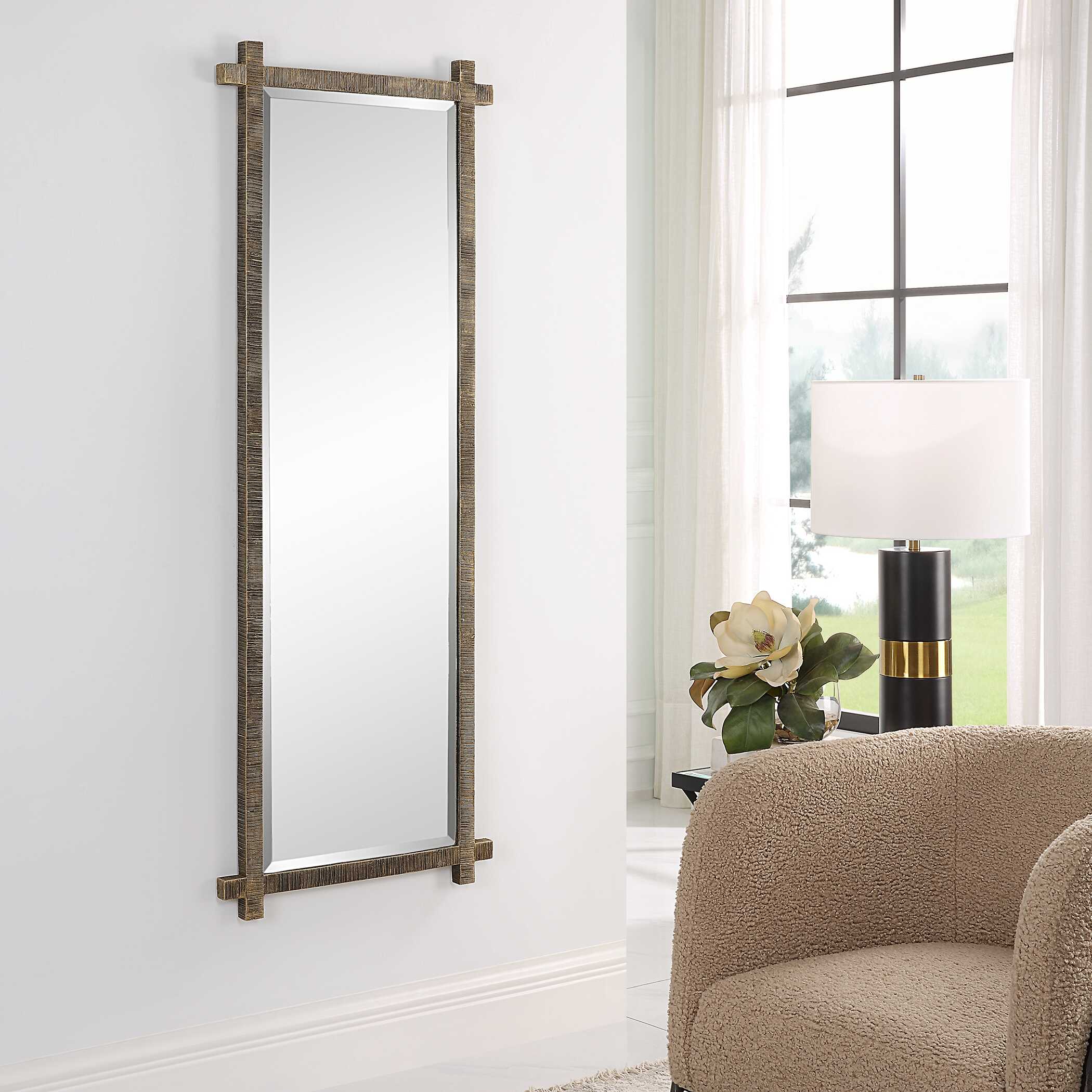 Abanu Ribbed Gold Dressing Mirror - Image 3