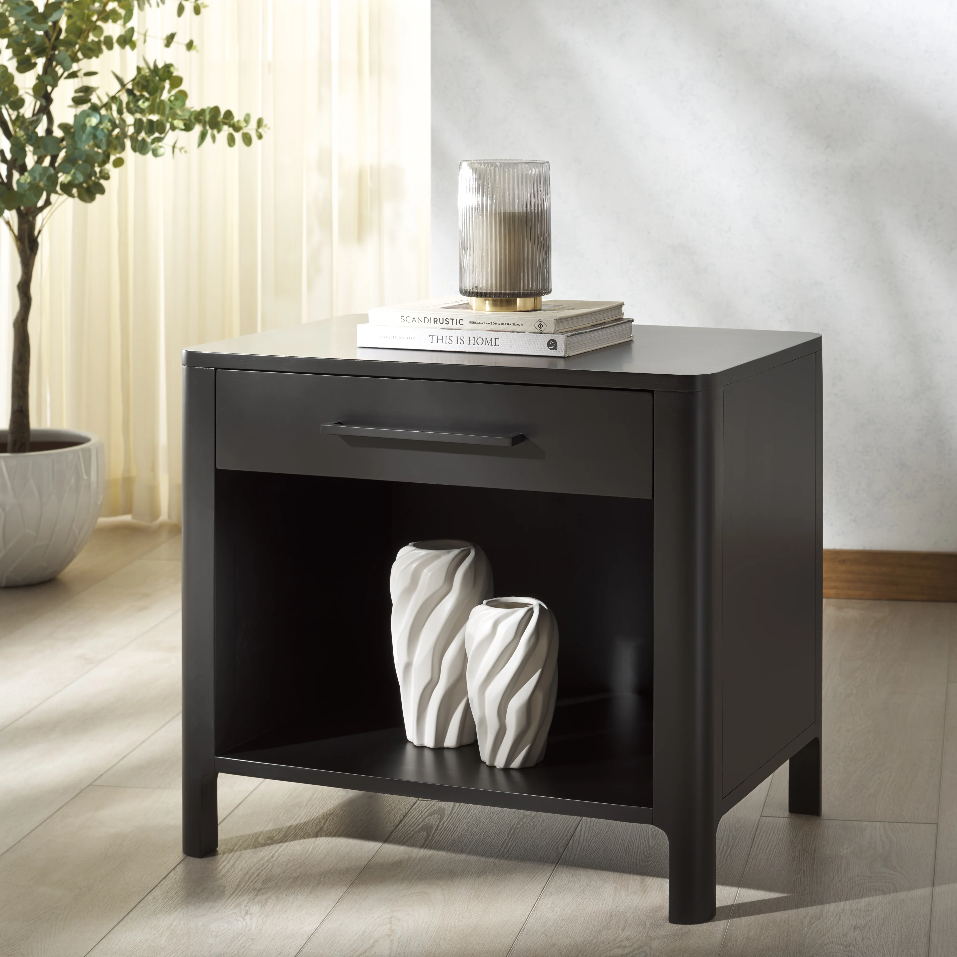 Abbiava 1 Drawer Wood Nightstand - Image 13