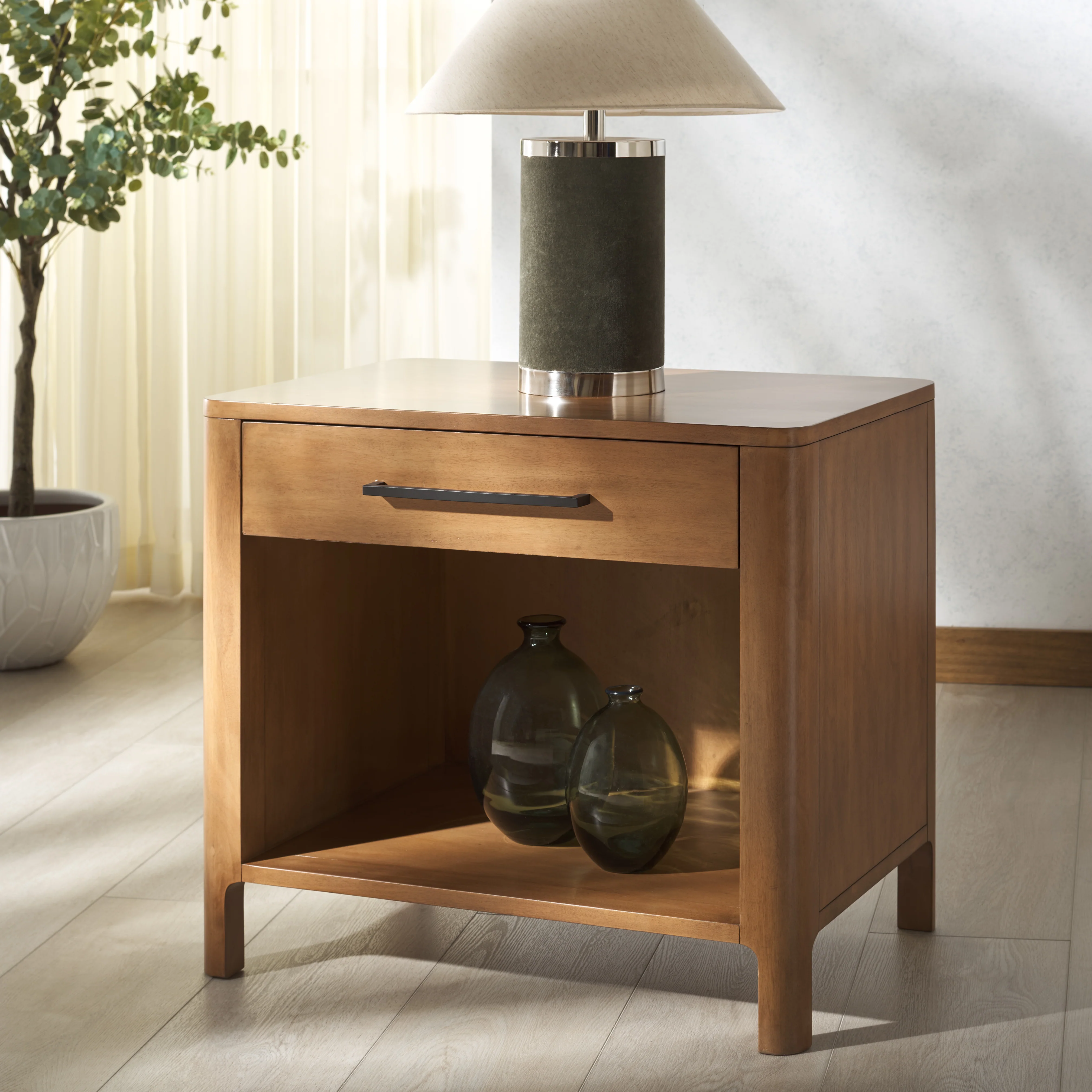 Abbiava 1 Drawer Wood Nightstand - Image 3
