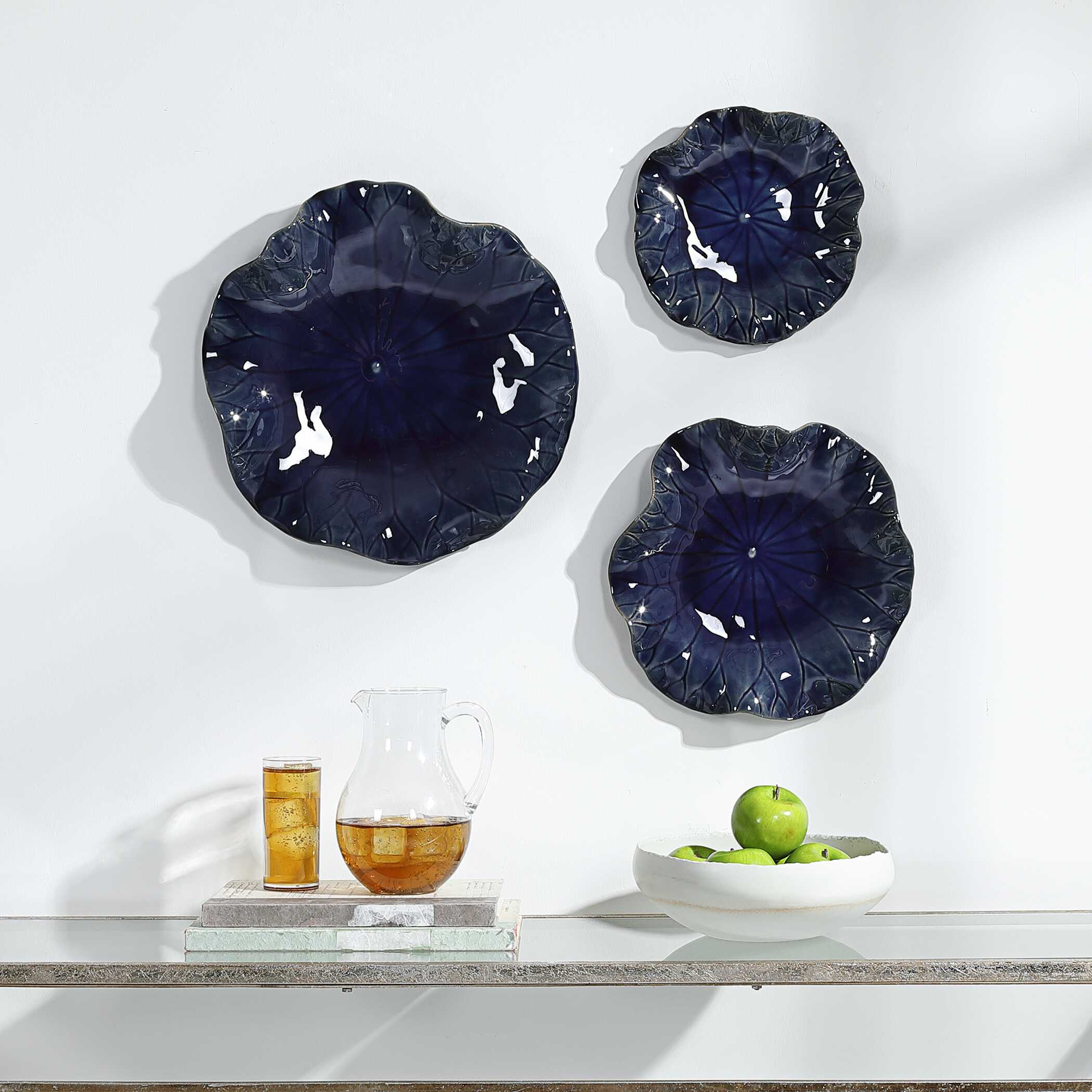 Abella Blue Ceramic Wall Decor - Set of 3 - Image 5