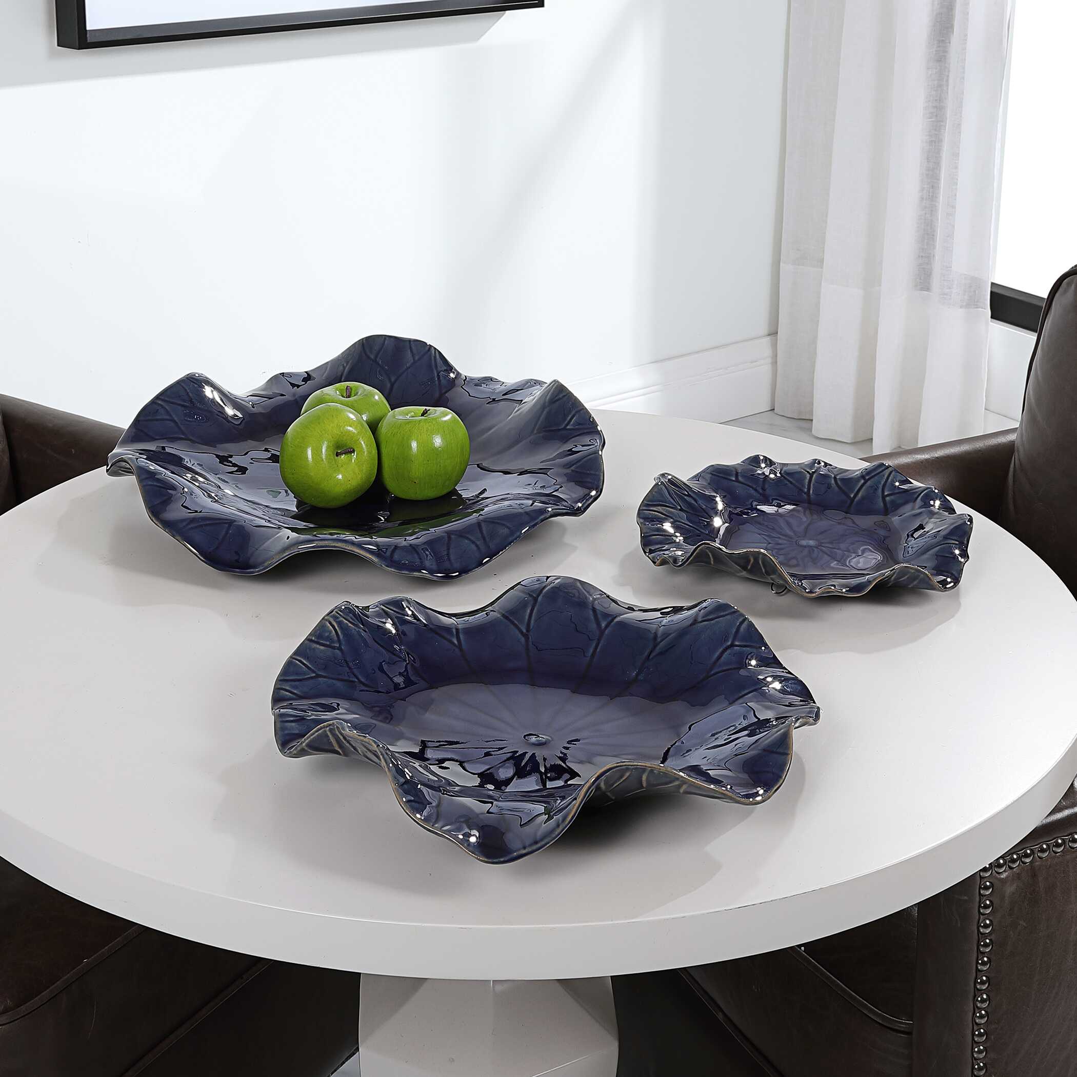 Abella Blue Ceramic Wall Decor - Set of 3 - Image 6