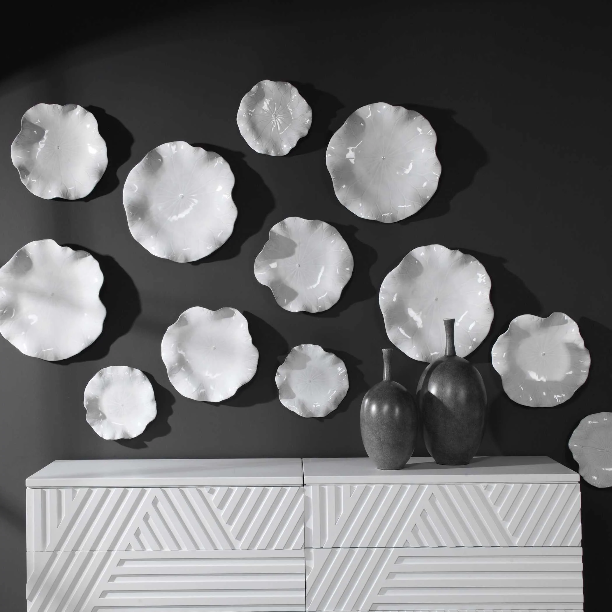 Abella Ceramic Wall Decor - Set of 3 White - Image 5