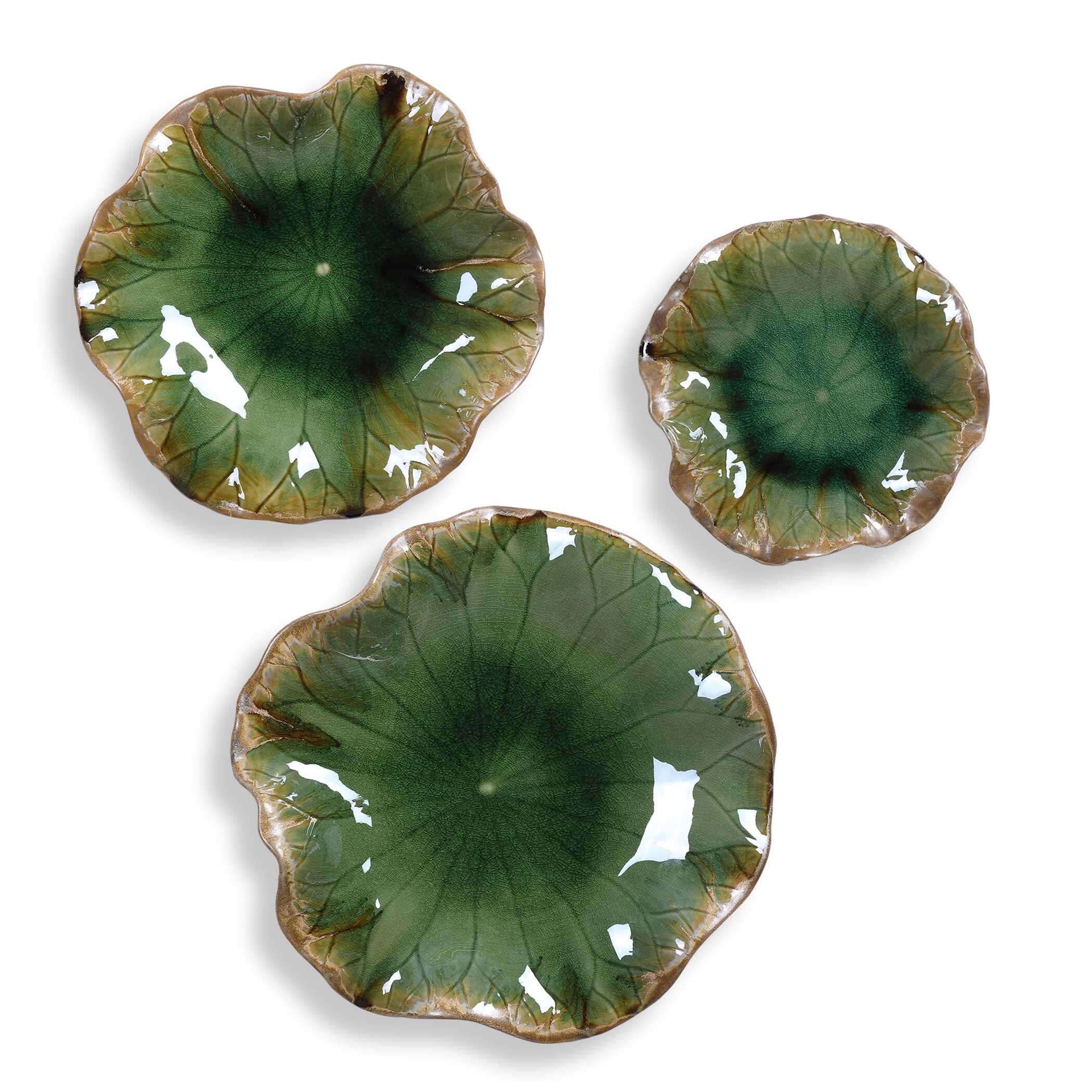 Abella Green Ceramic Wall Decor - Set of 3