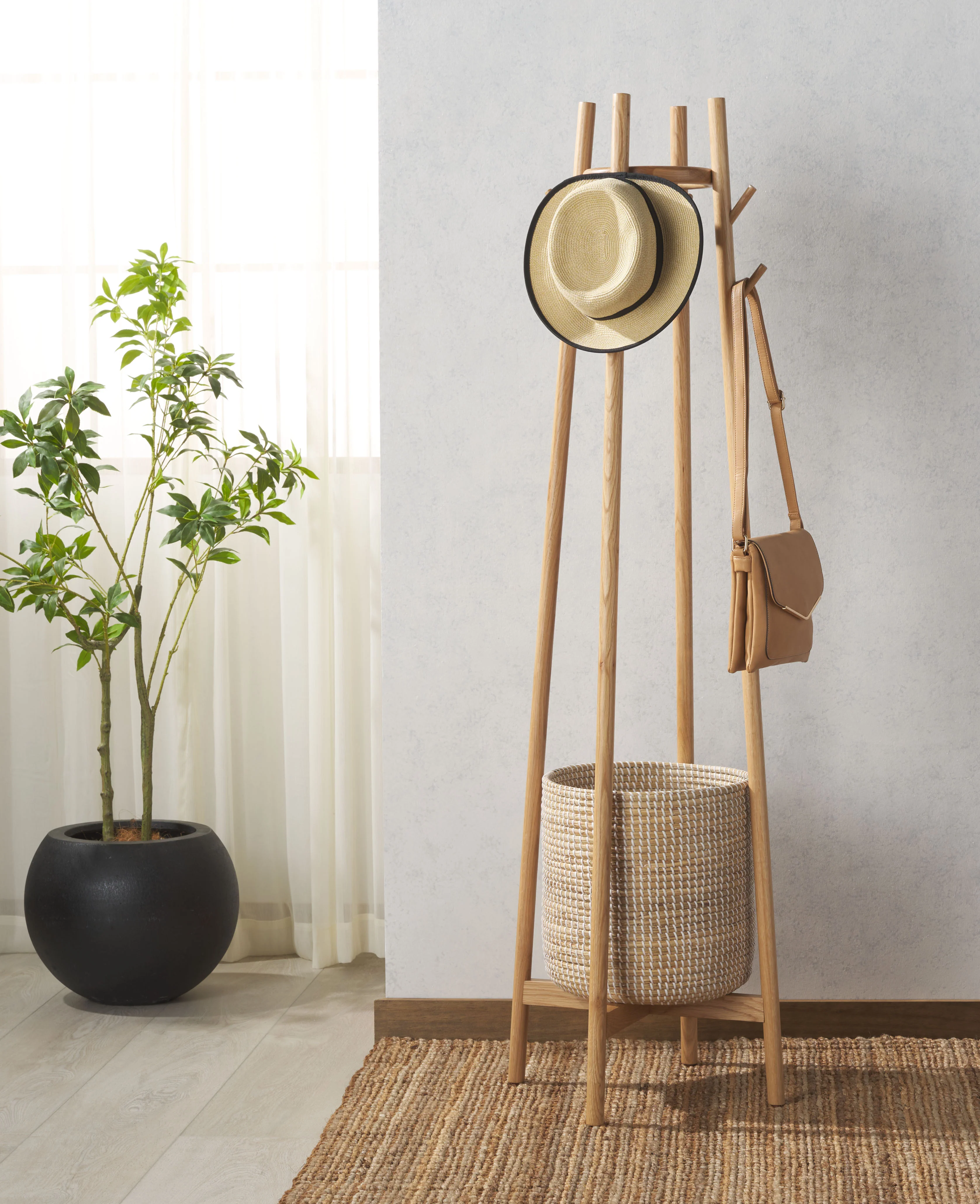 Abellina Coat Rack With Storage Basket - Image 2