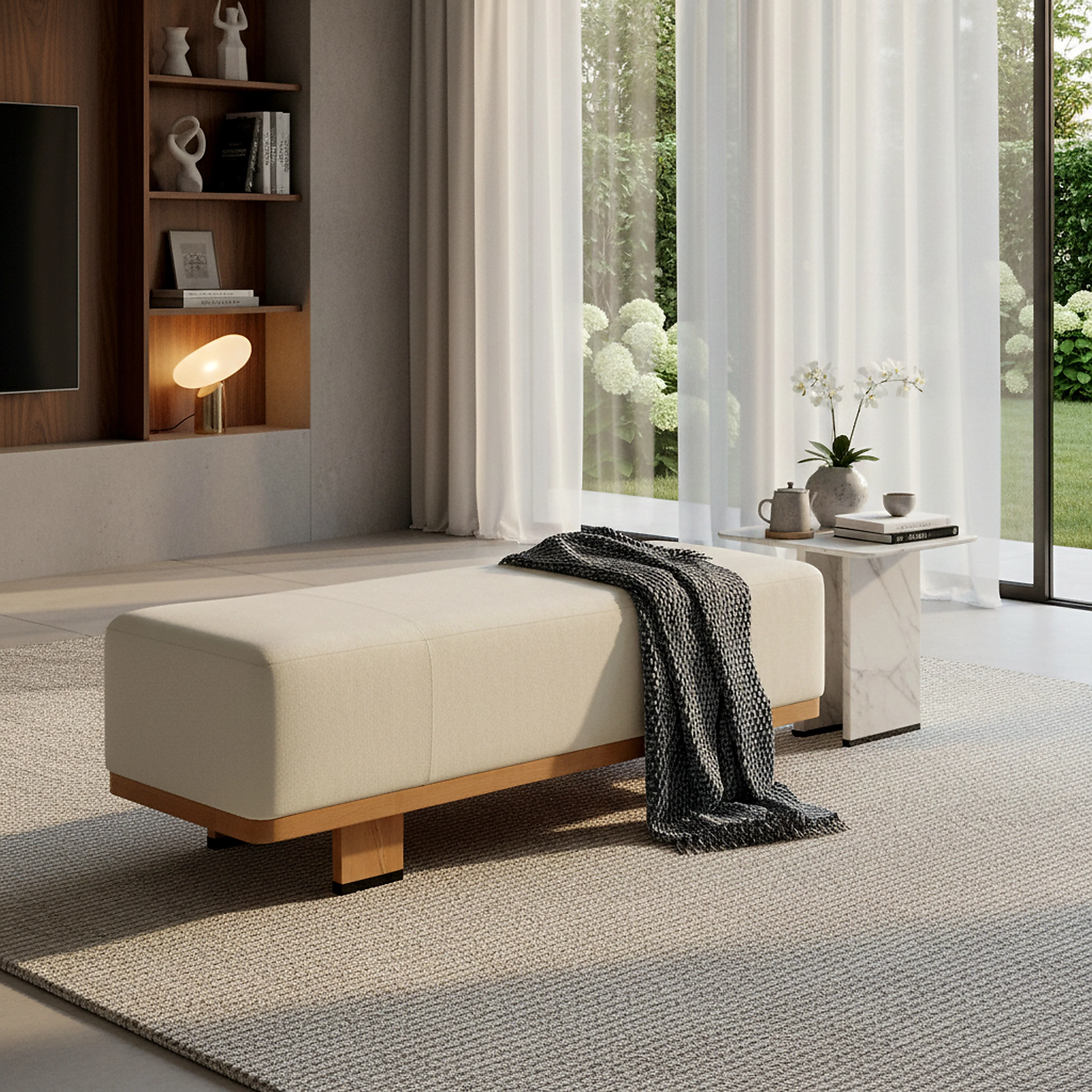 Abrianna Wood Base Bench - Image 3