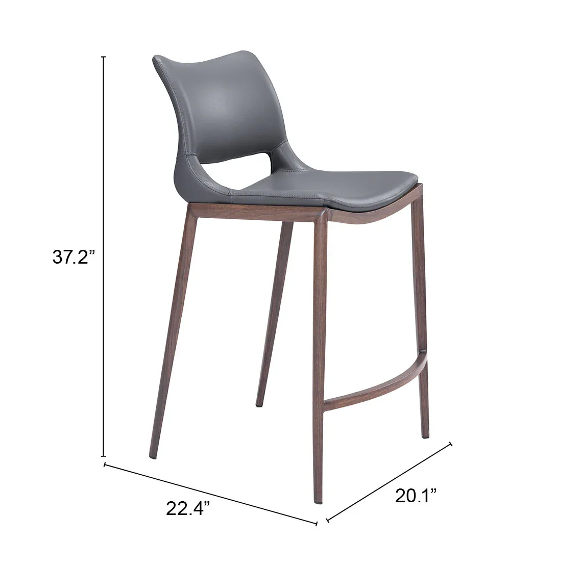 Ace Counter Stool (Set of 2) Dark Gray & Walnut - Image 6