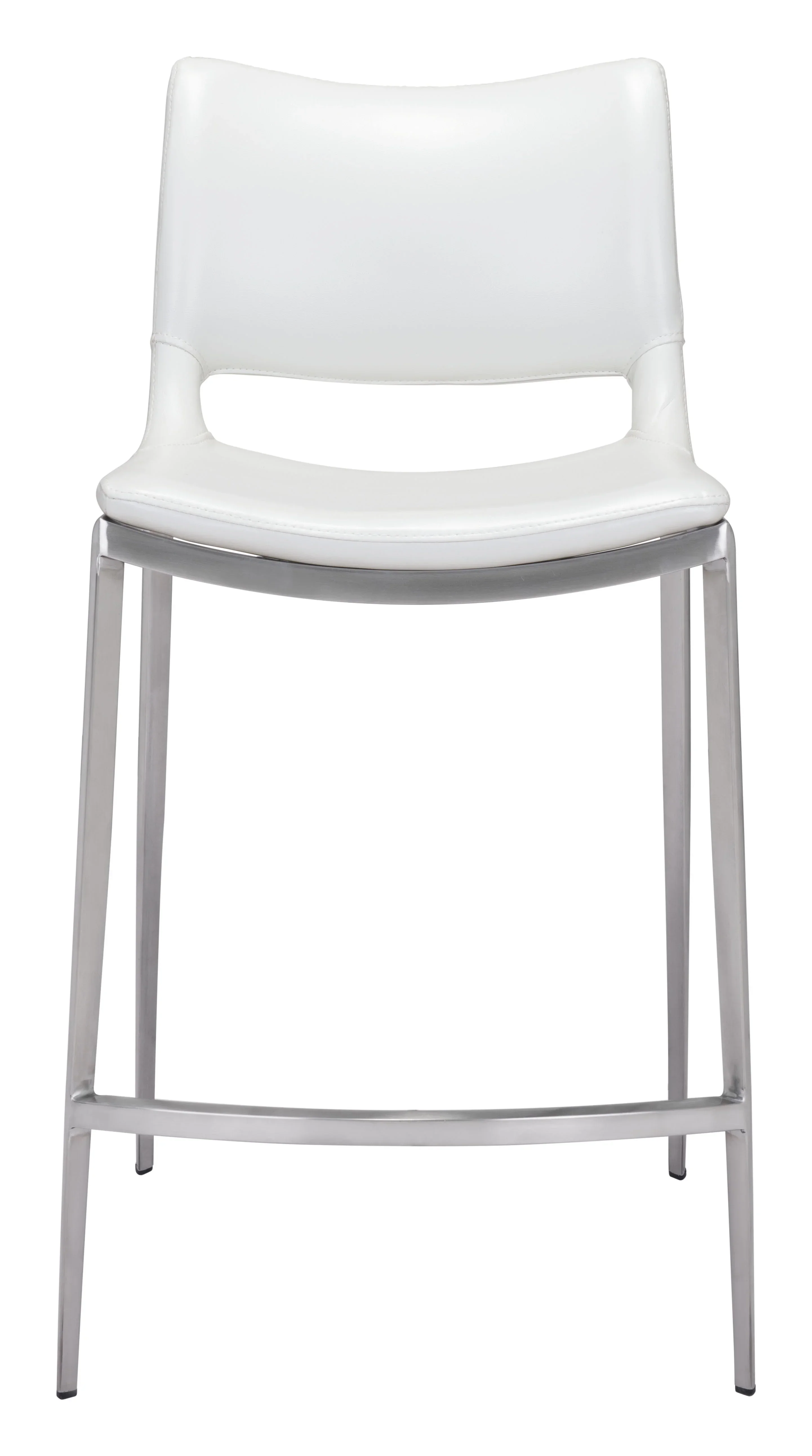 Ace Counter Stool (Set of 2) White & Silver - Image 4