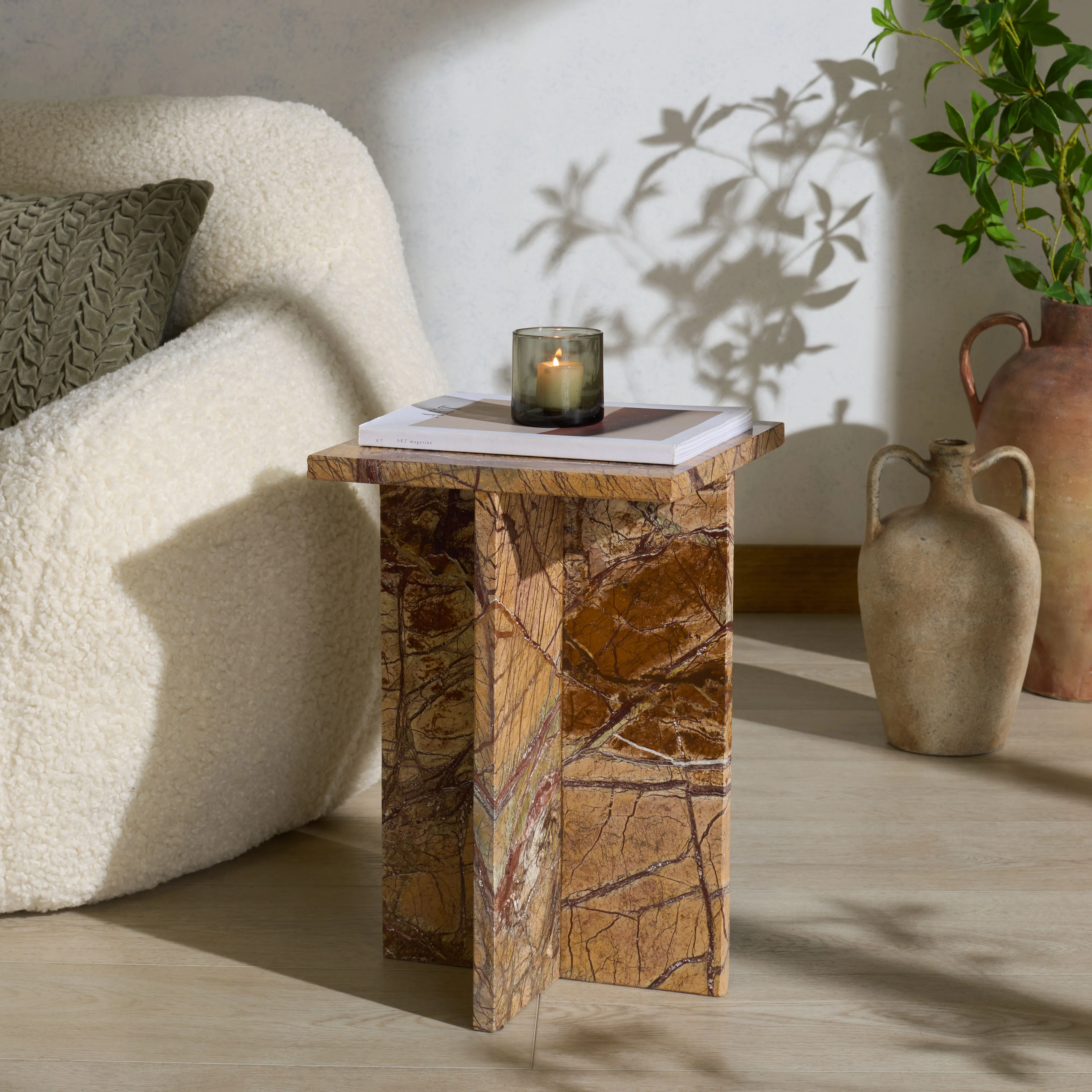 Adriano 12" Marble Accent Table - Image 2