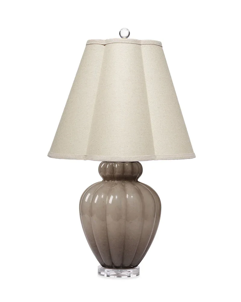 Agnes Blown Glass Table Lamp with Linen Scalloped Shade, Taupe