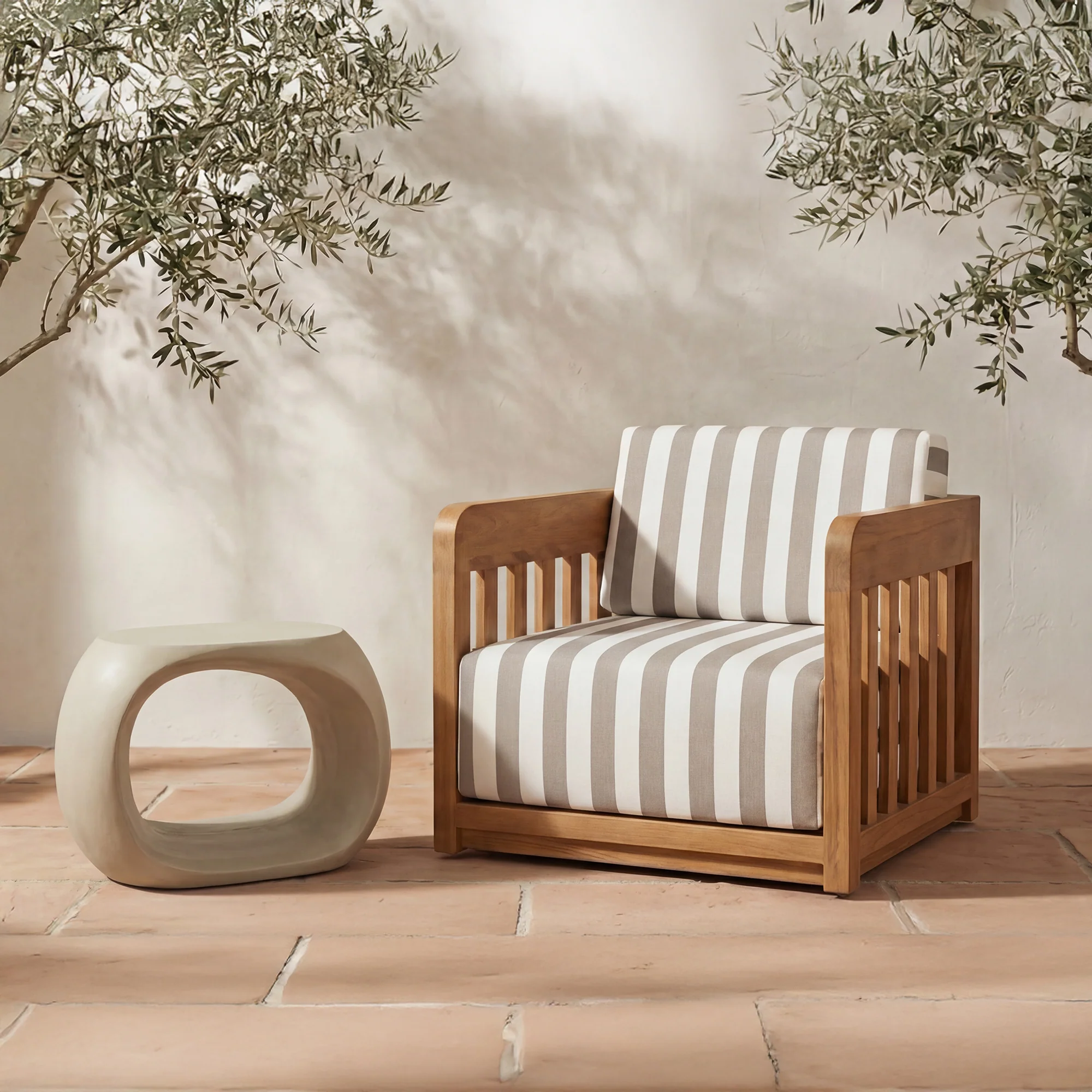 Albers Outdoor Stool Cream - Image 2