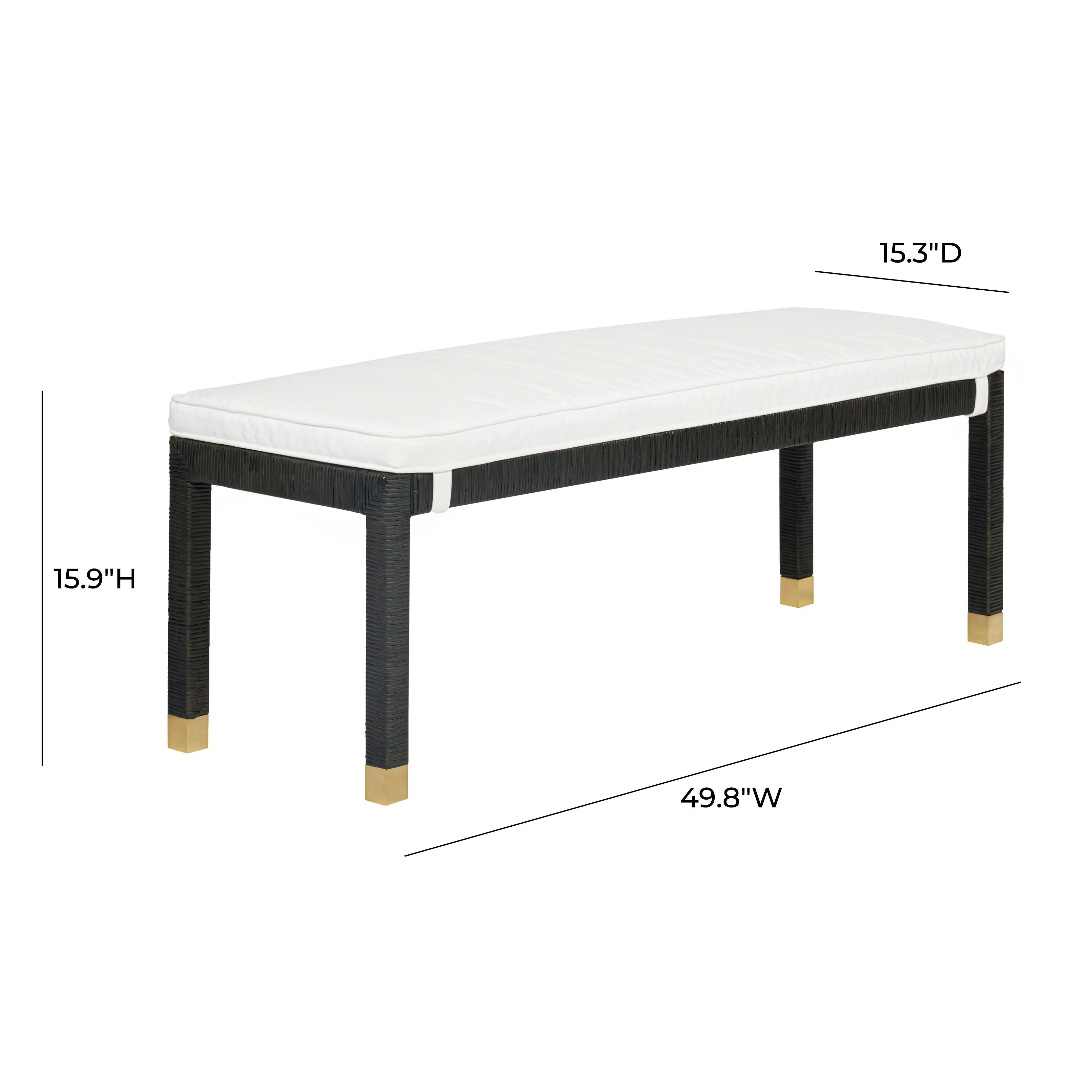 Amara Charcoal Woven Rattan Bench - Image 5