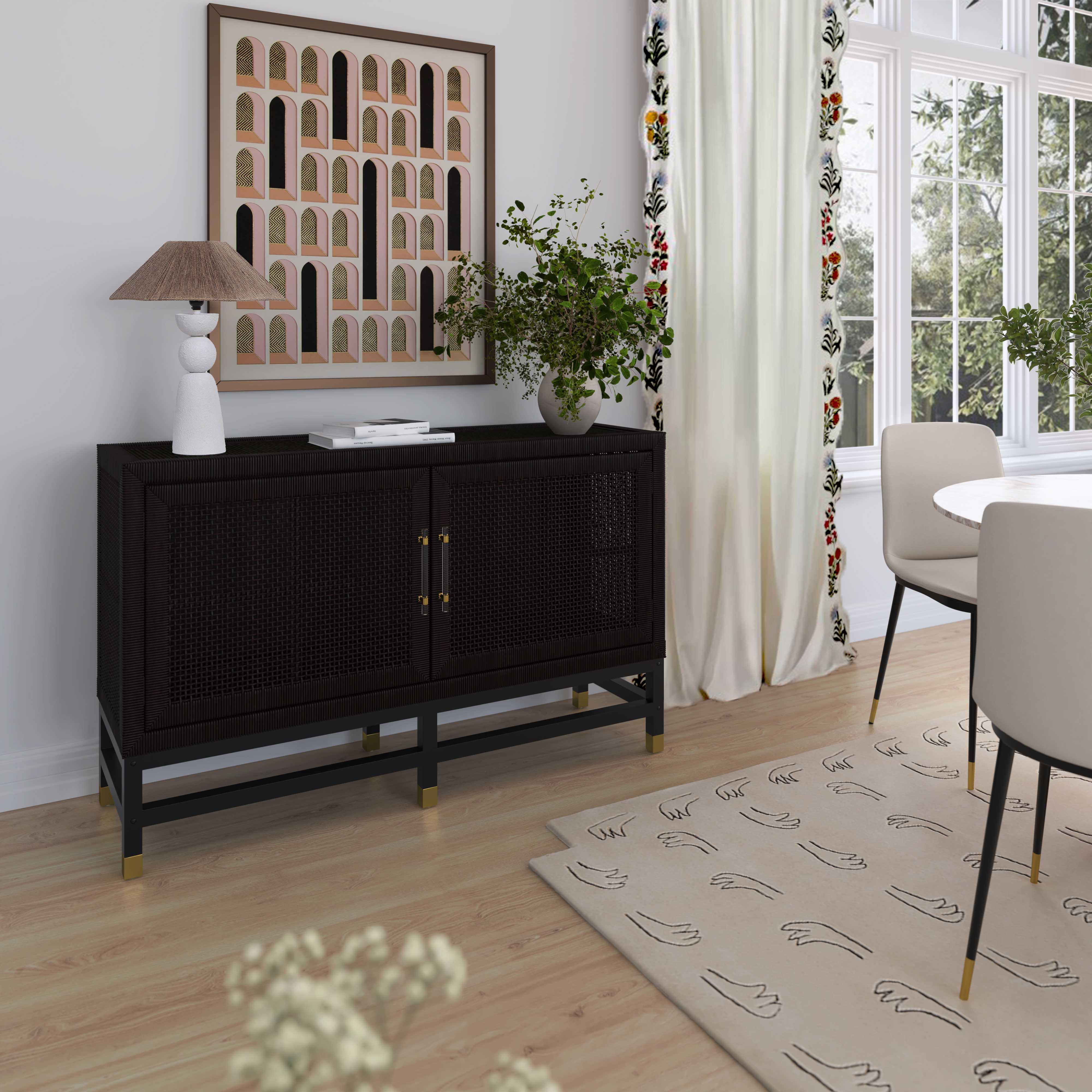 Amara Charcoal Woven Rattan Buffet - Image 2
