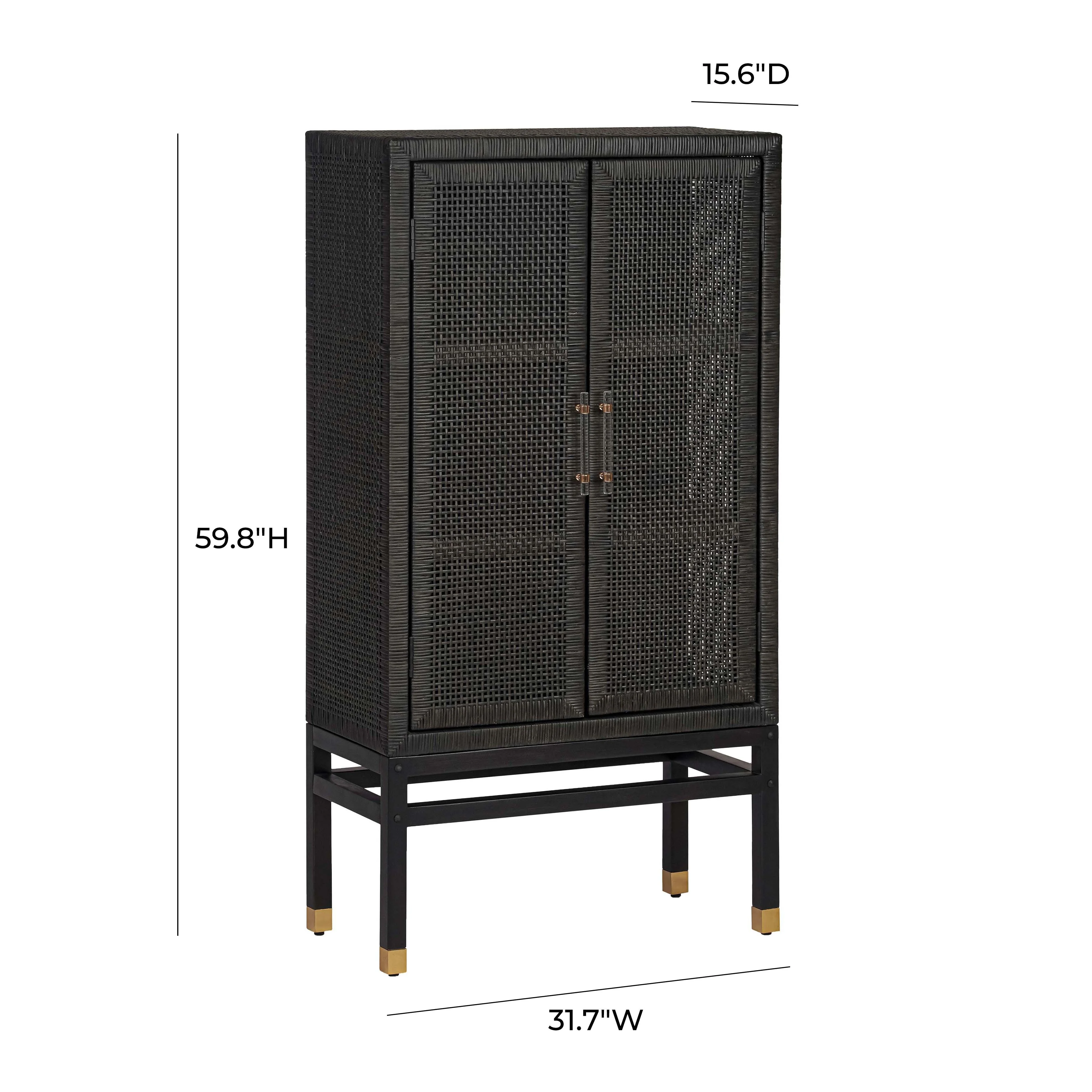 Amara Charcoal Woven Rattan Cabinet - Image 6