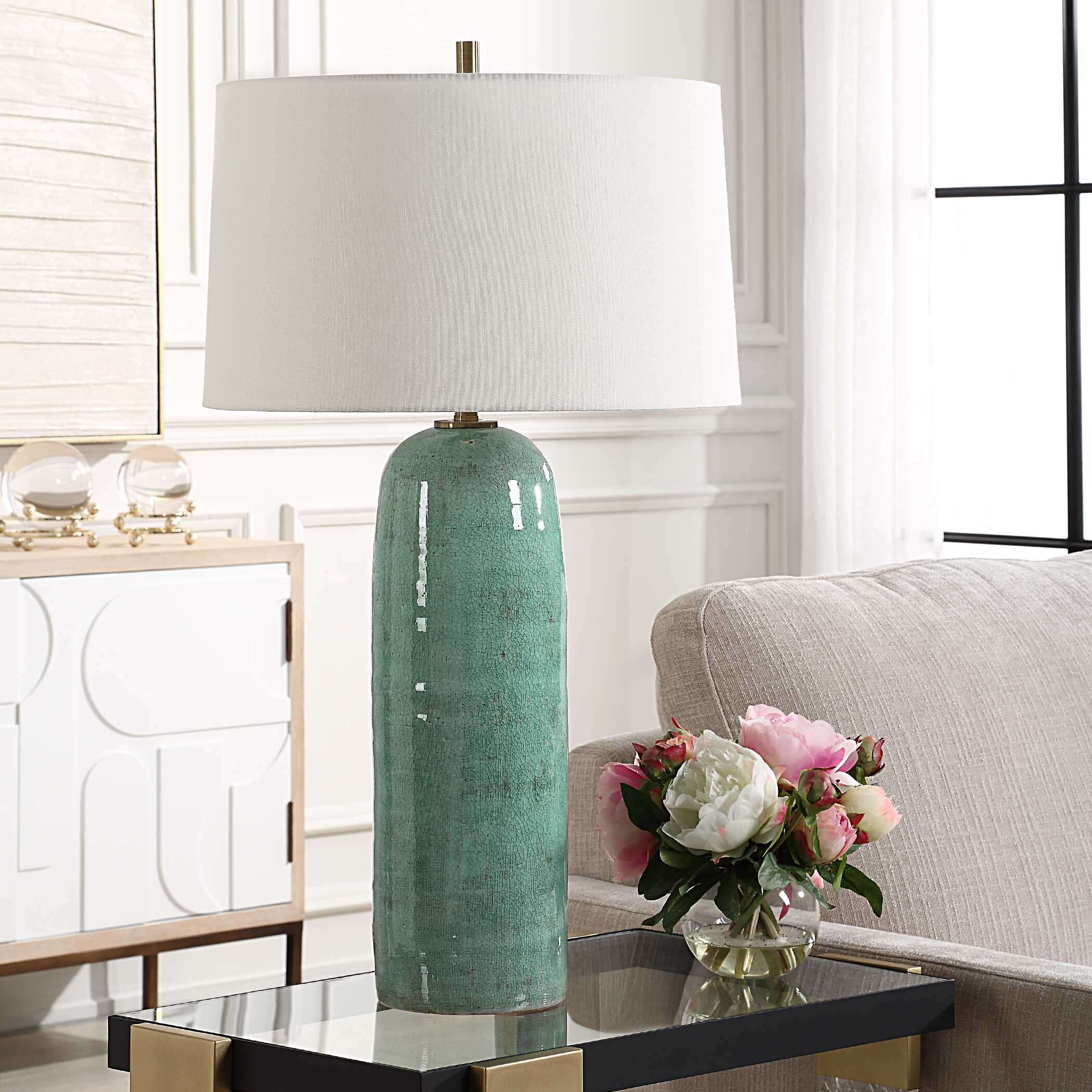 Andale Crackled Teal Table Lamp - Image 3