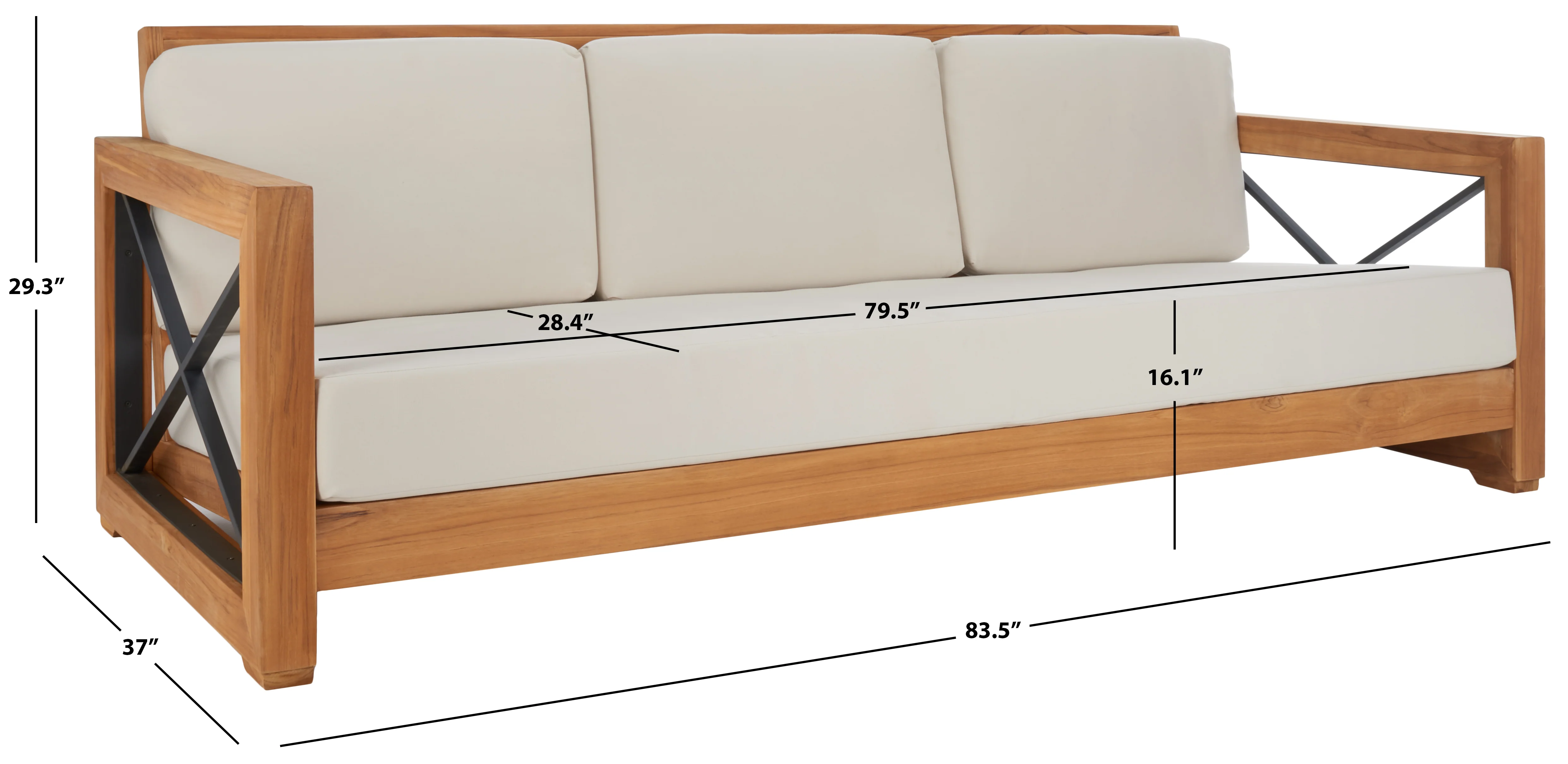 Andros Brazilian Teak Patio Sofa - Image 7