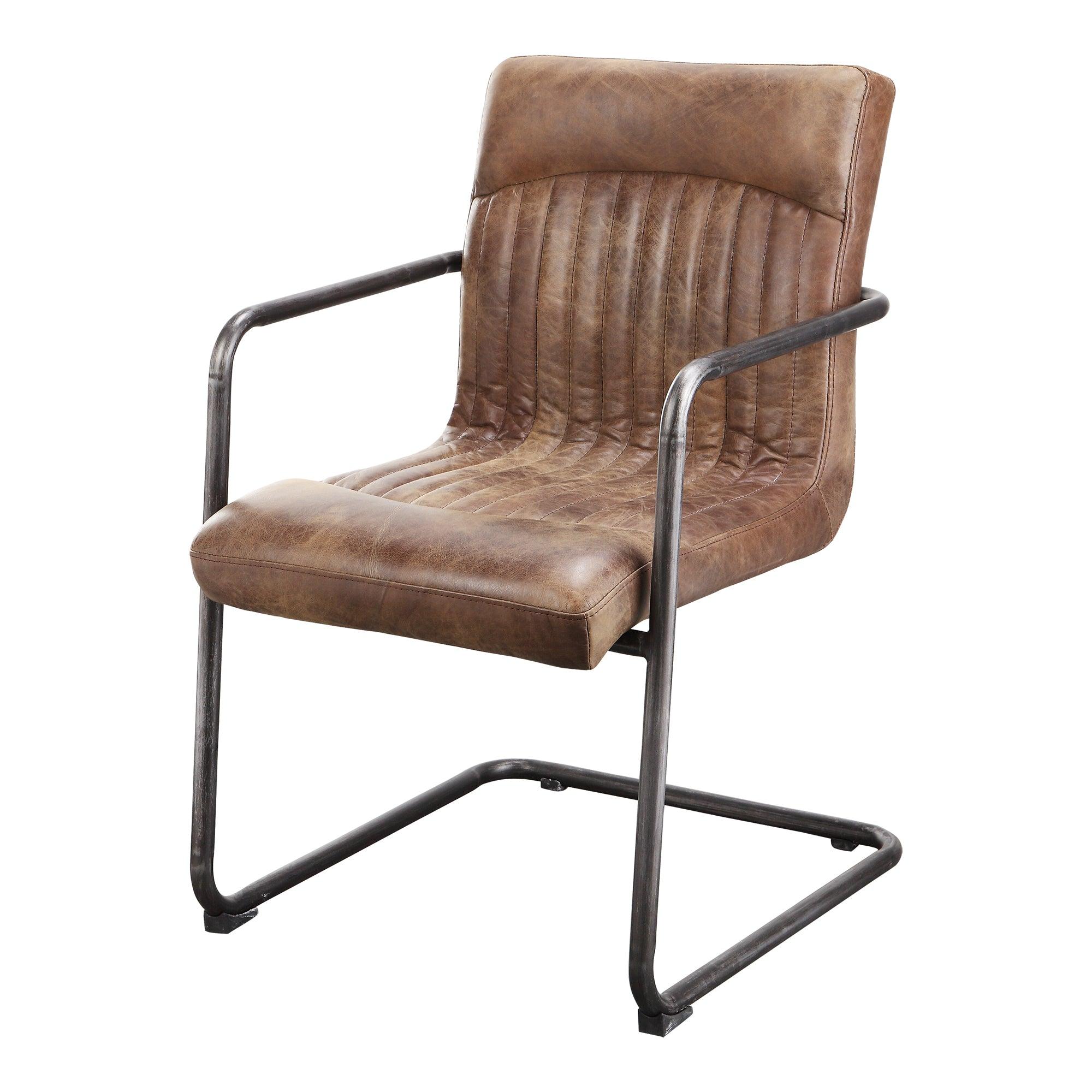 Ansel Arm Chair Grazed Brown Leather - Set of 2