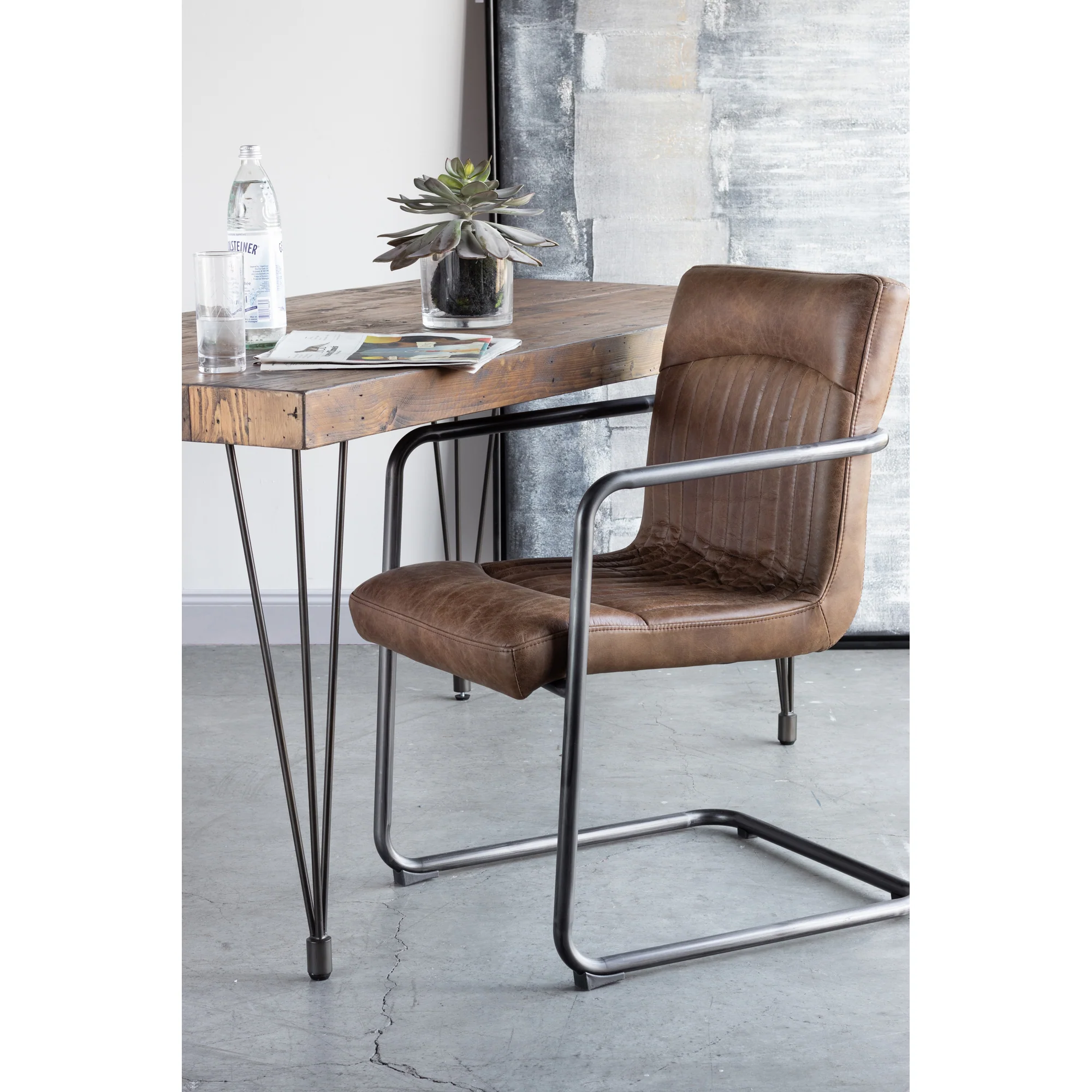 Ansel Arm Chair Grazed Brown Leather - Set of 2 - Image 2