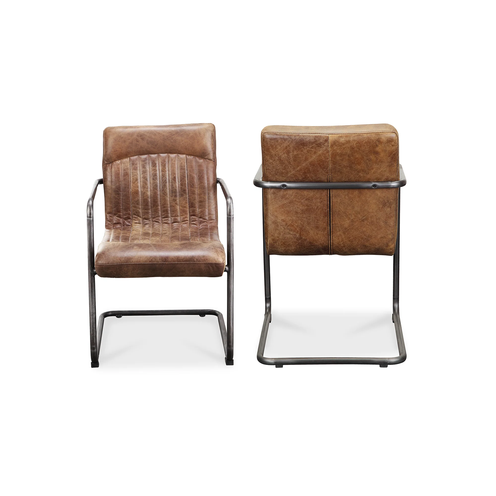 Ansel Arm Chair Grazed Brown Leather - Set of 2 - Image 3