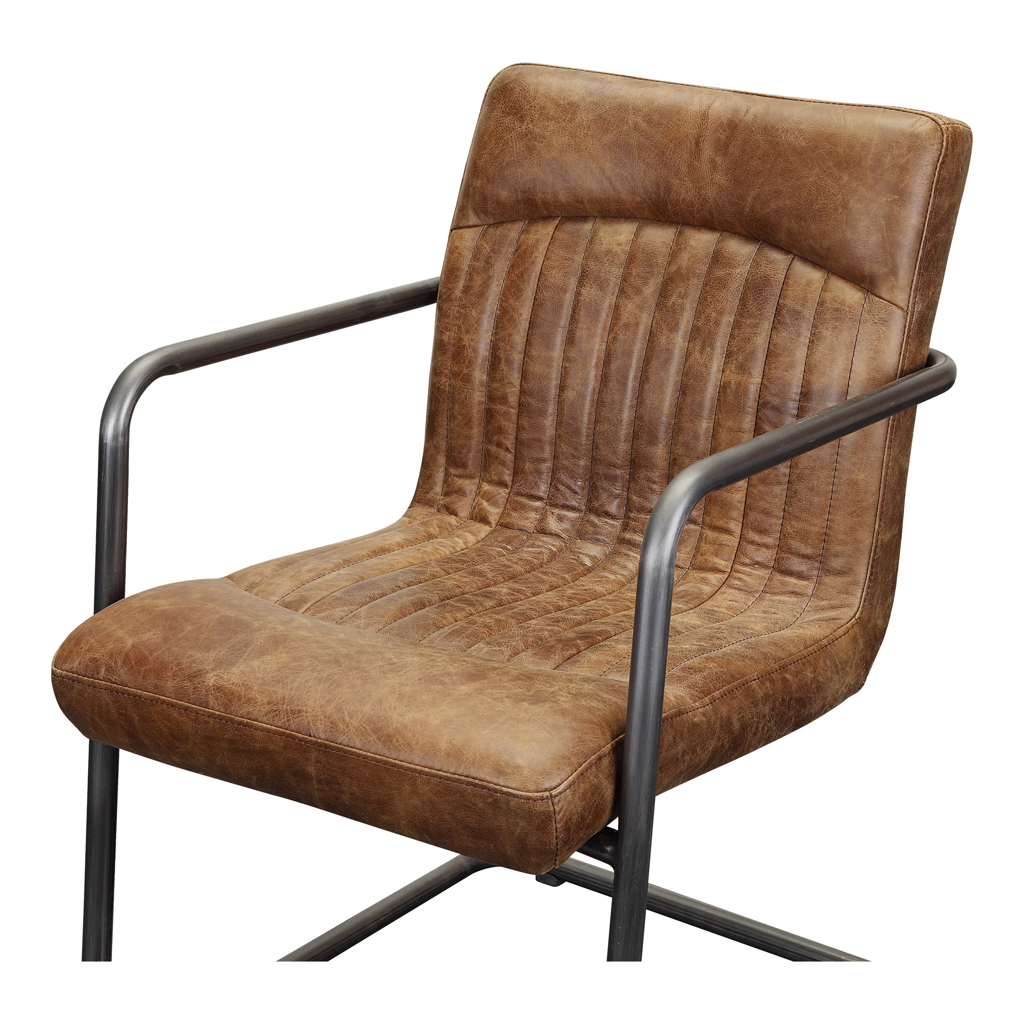Ansel Arm Chair Grazed Brown Leather - Set of 2 - Image 7