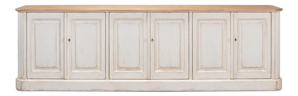 6 Door Antique Whitewash Sideboard - Image 3