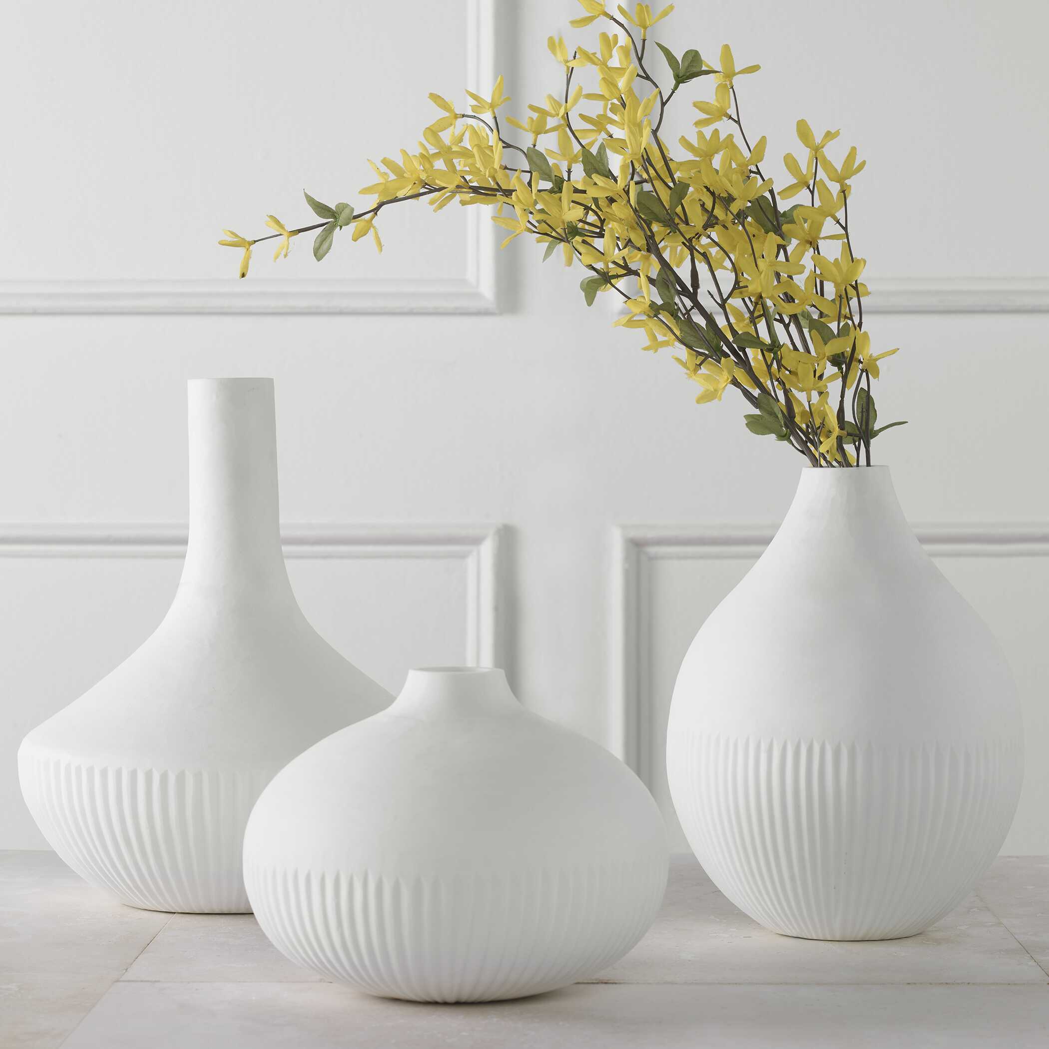 Apothecary Satin White Vases, Set/3 - Image 4