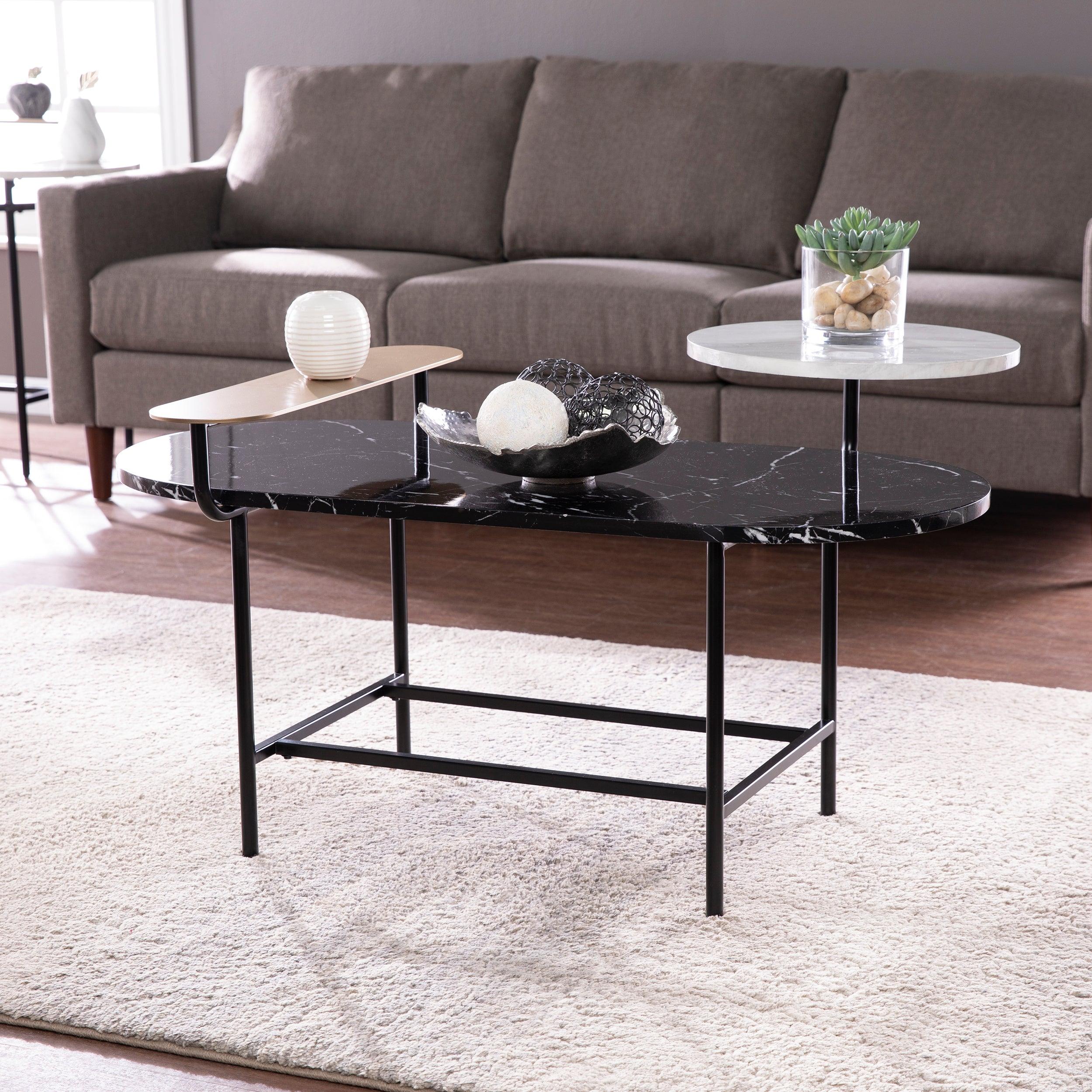 Arcklid Faux Marble Cocktail Table w/ Storage - Image 2