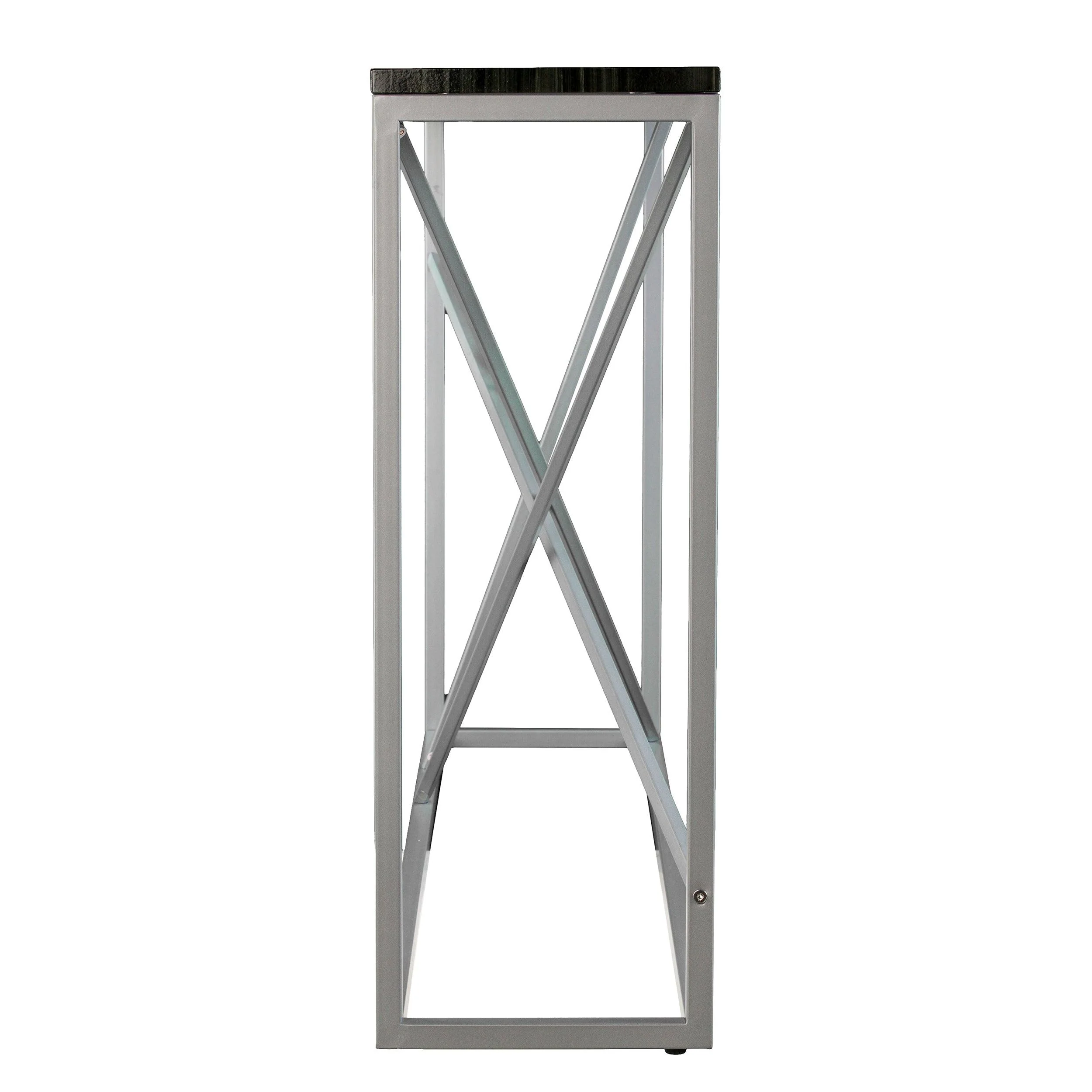 Arendal Faux Stone Skinny Console Table - Silver - Image 4