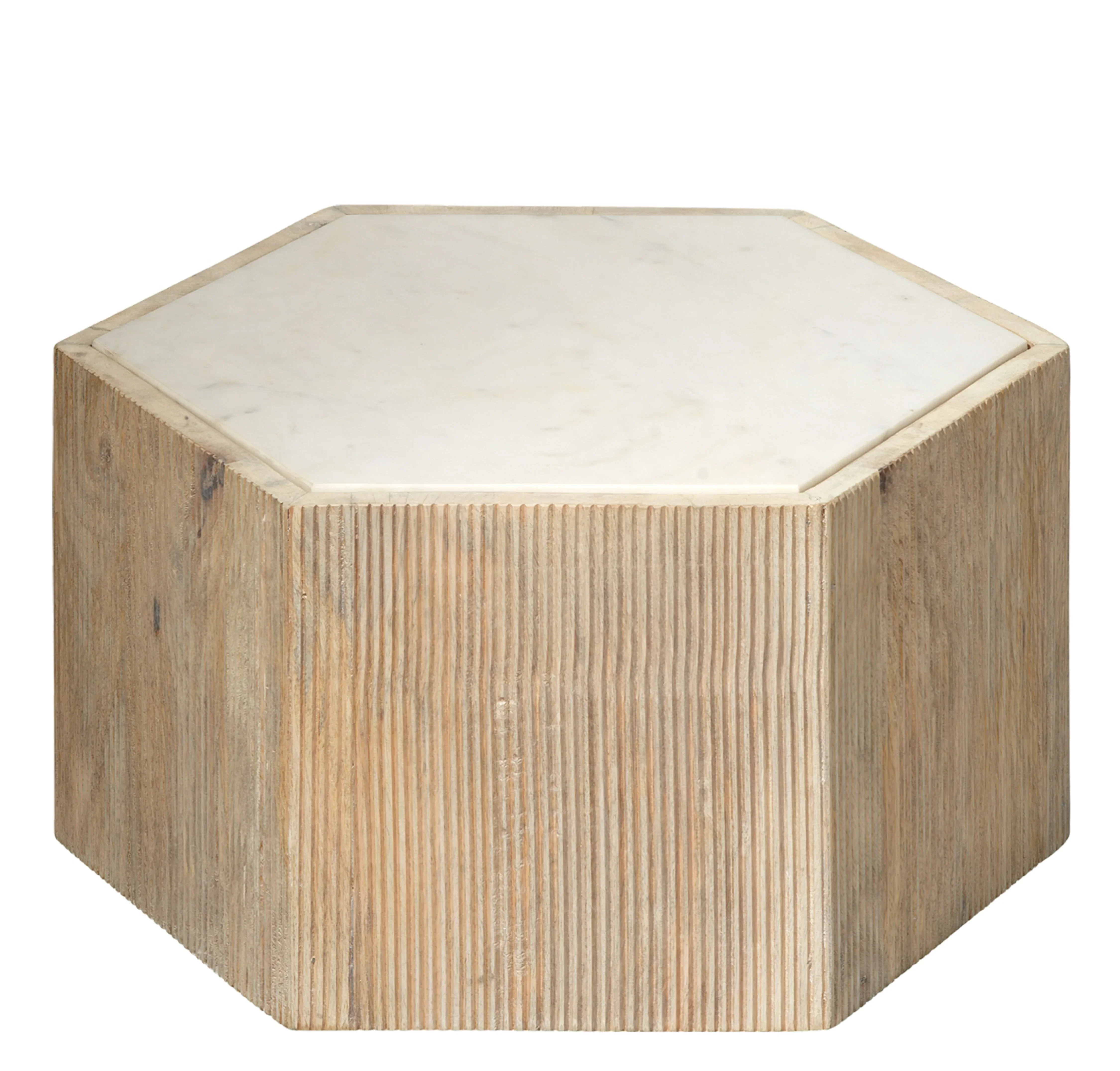 Argan Wood Hexagon Table, Small