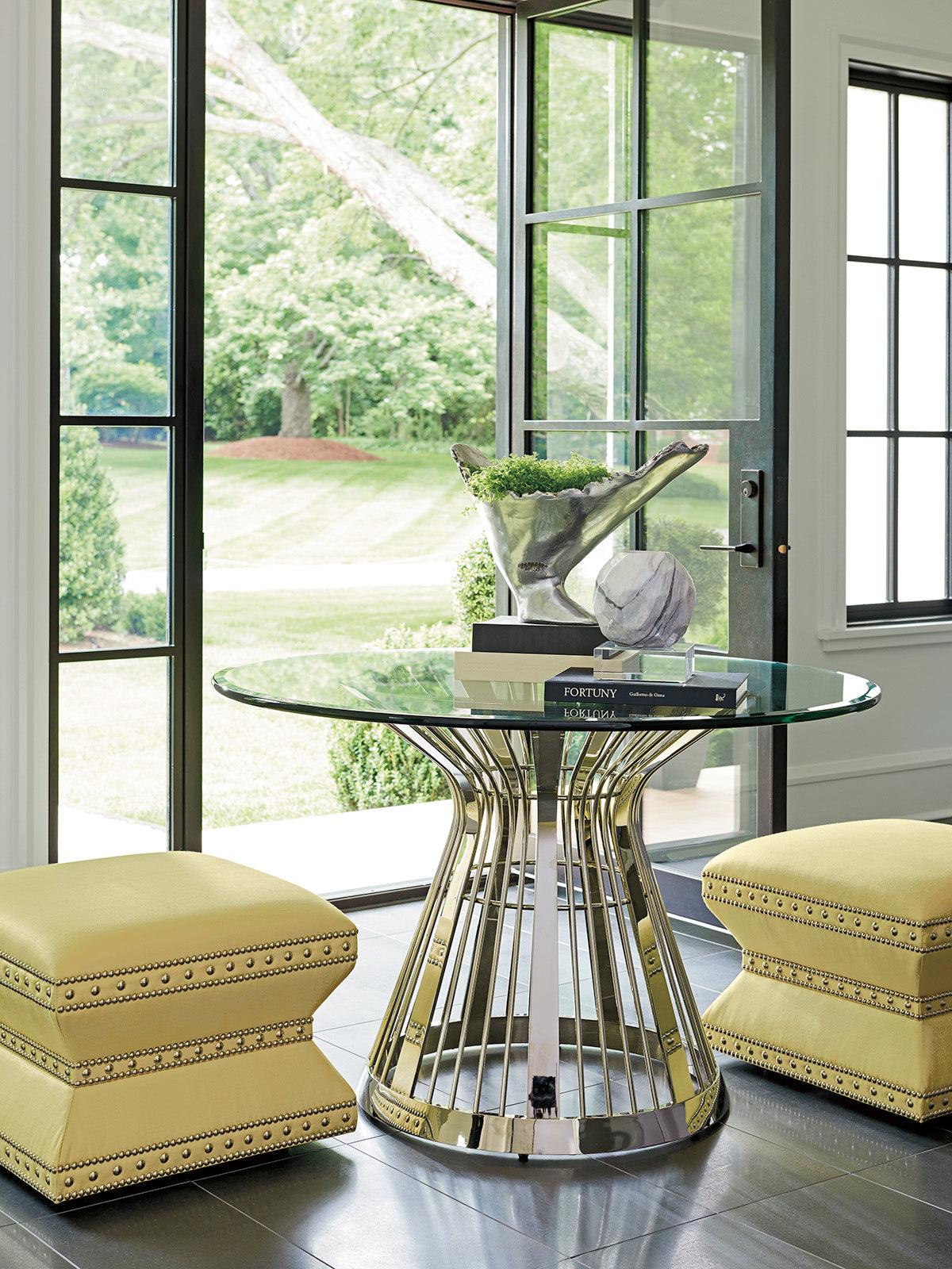 Ariana Riviera Stainless Dining Table With 48 Inch Glass Top - Image 2