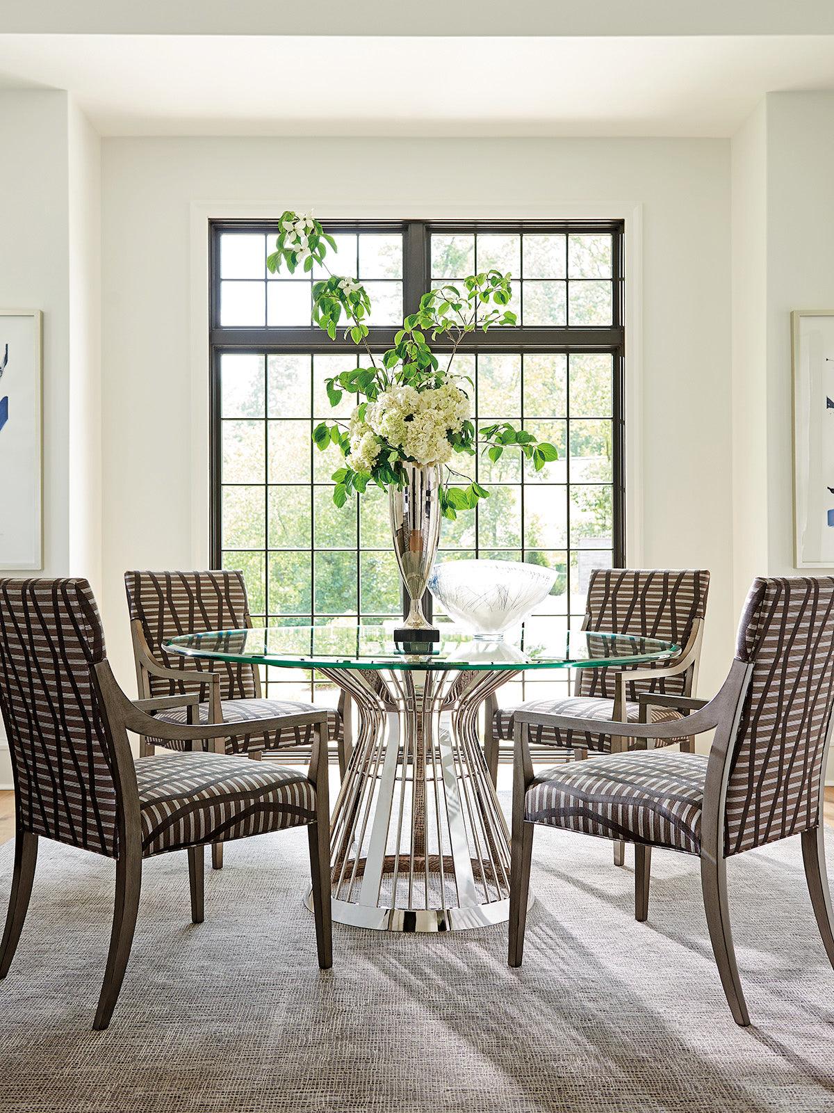 Ariana Riviera Stainless Dining Table With 60 Inch Glass Top - Image 3