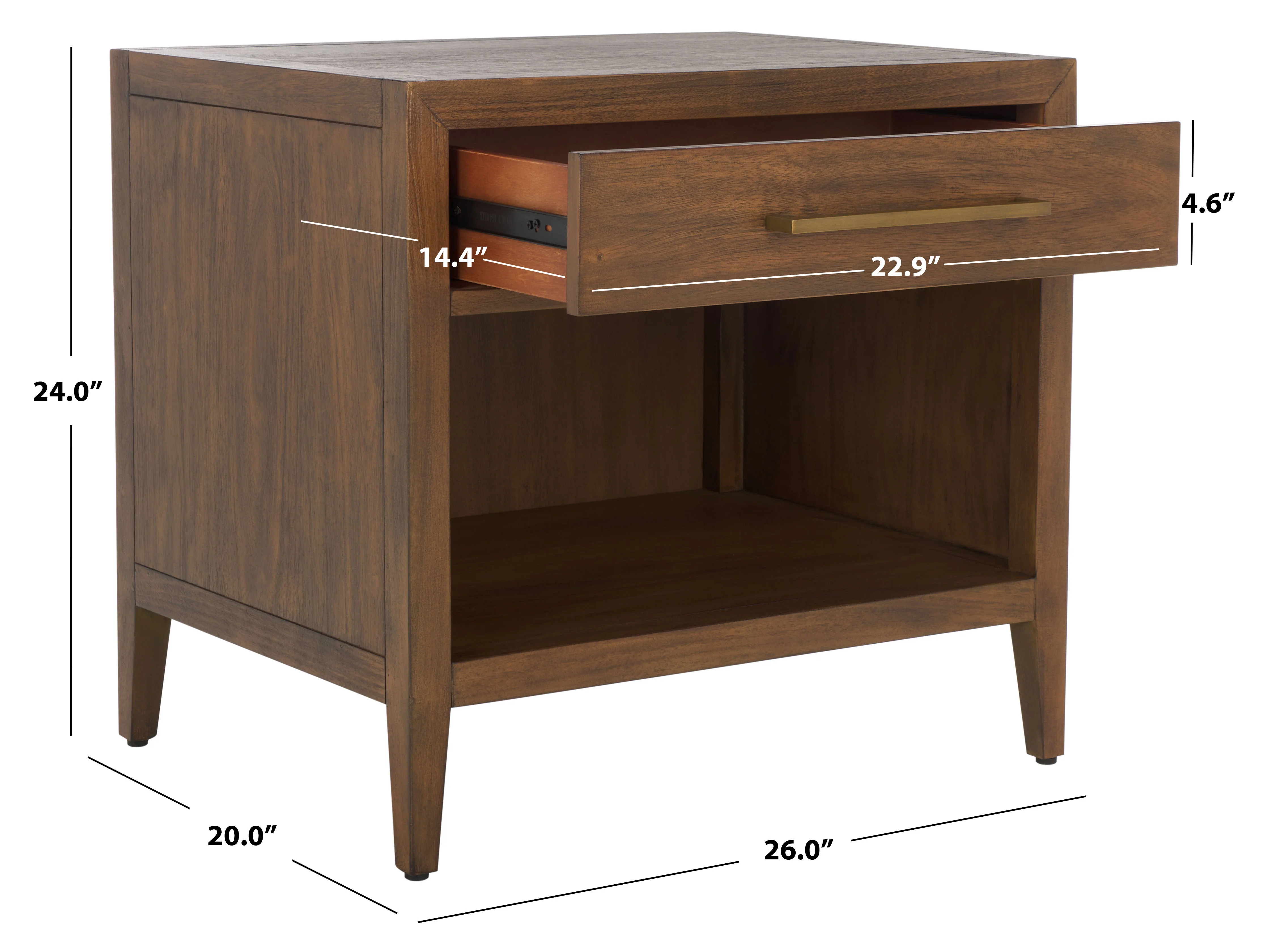 Ariella 1 Drawer Wood Nightstand - Image 7