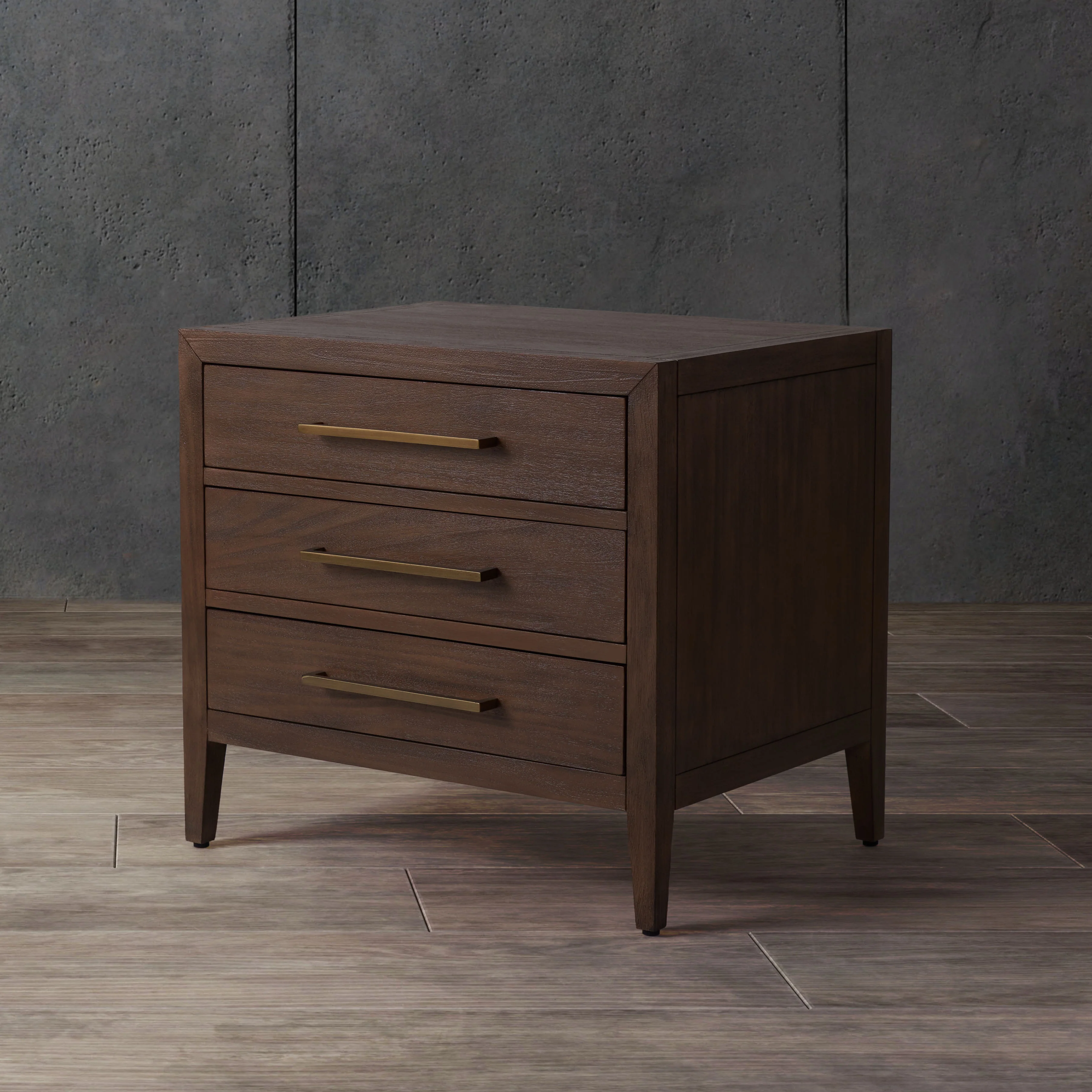 Ariella 3 Drawer Wood Nightstand - Image 3