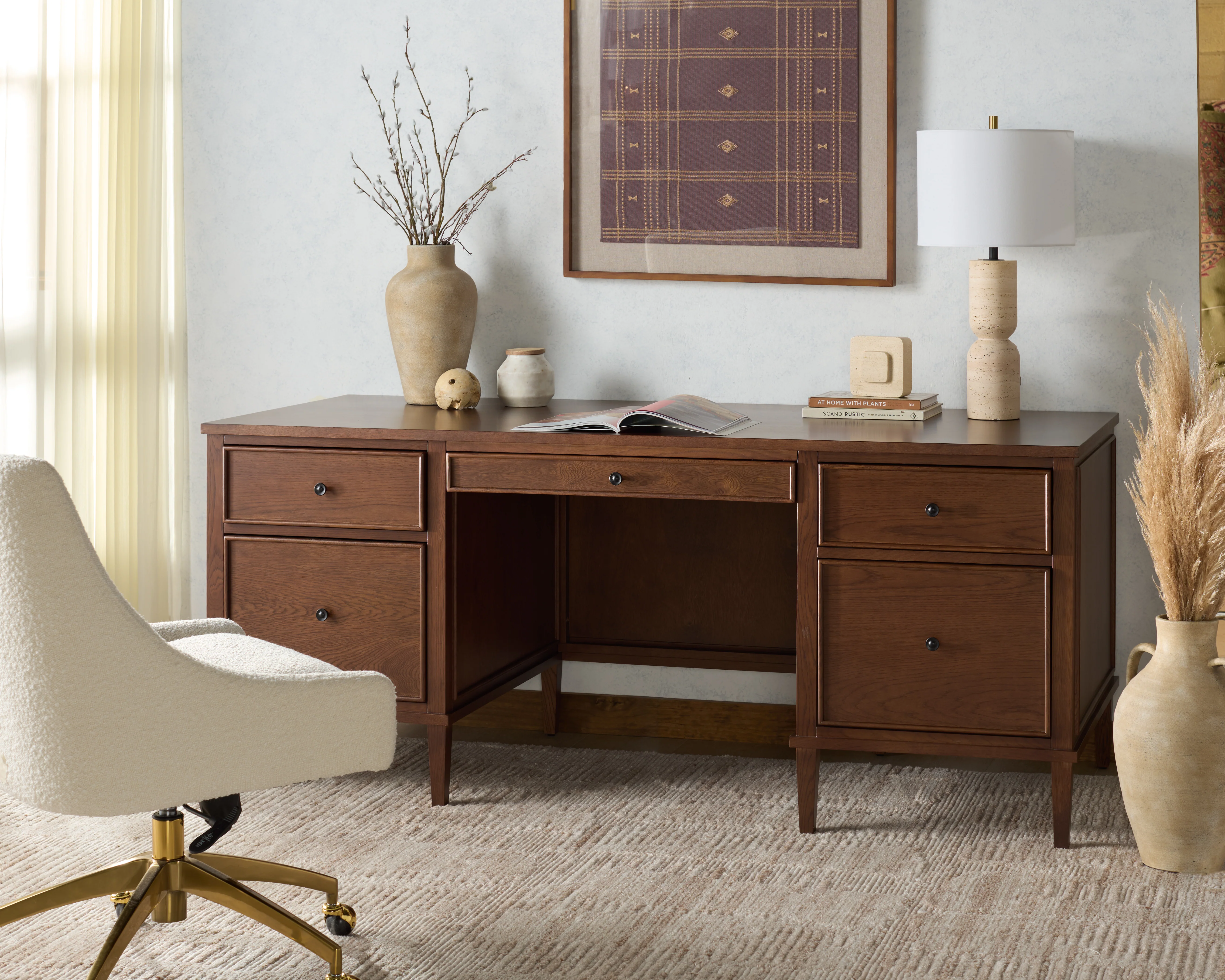 Ariella 5 Drawer Wood Desk - Image 10