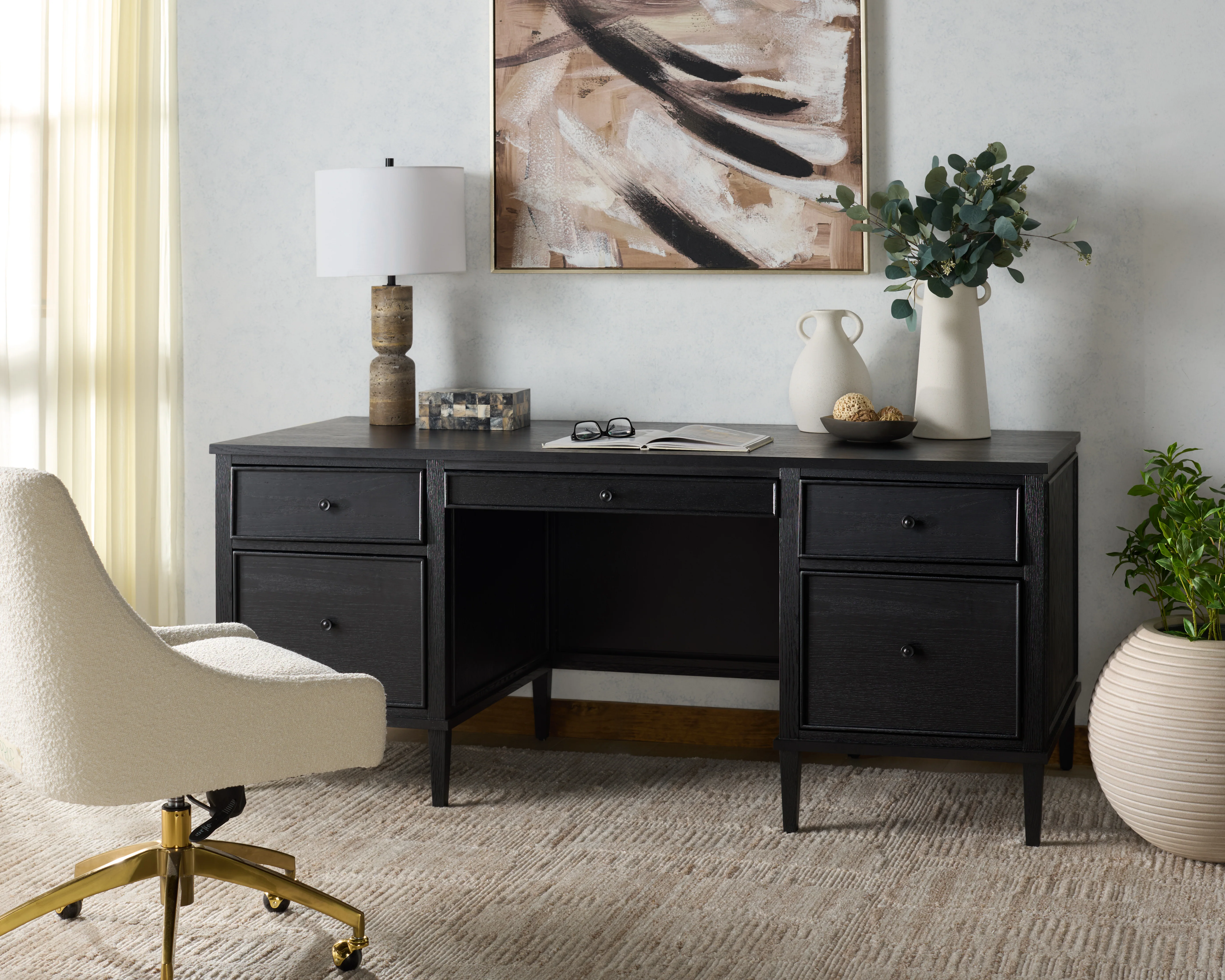 Ariella 5 Drawer Wood Desk - Image 7