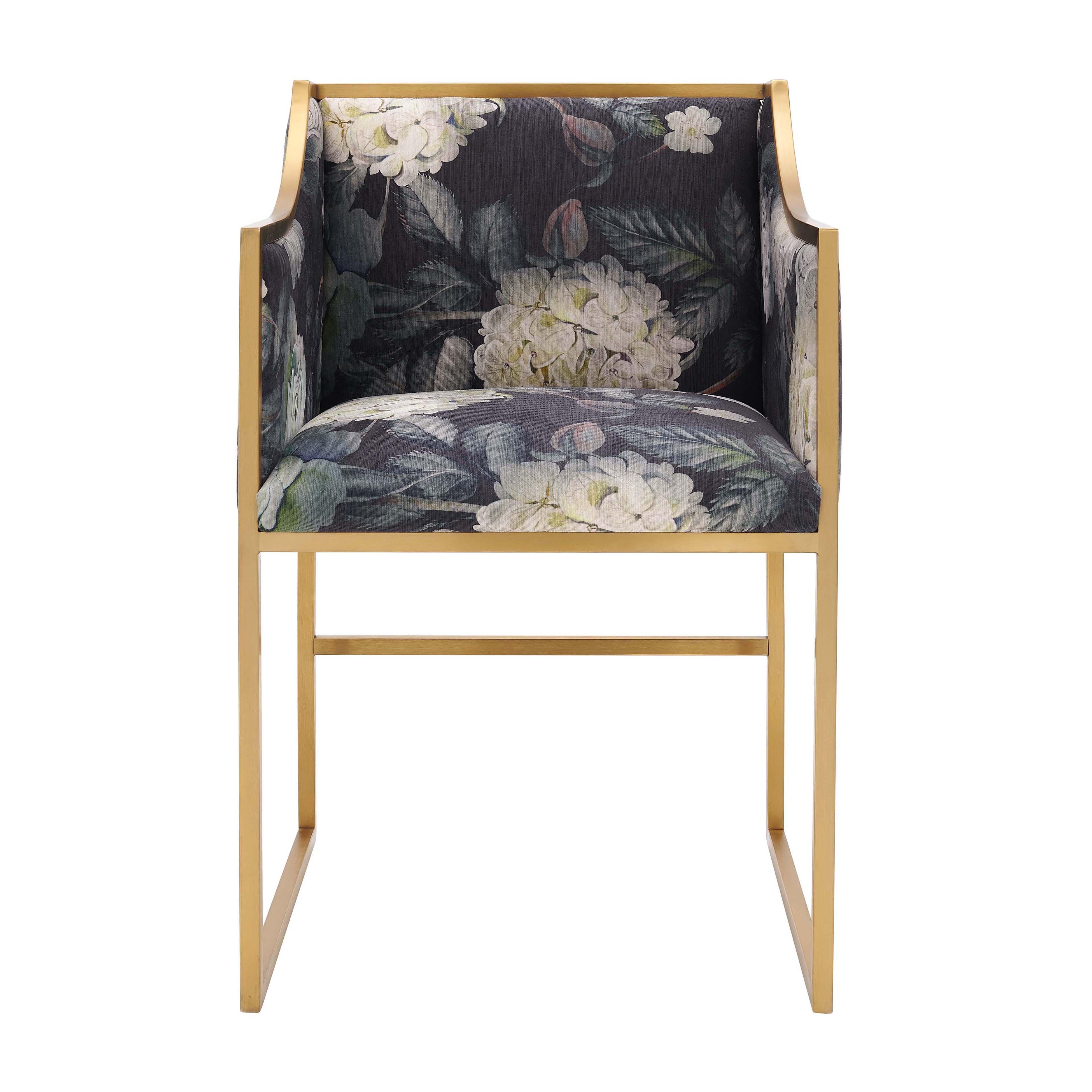 Atara Floral Velvet Gold Chair - Image 3