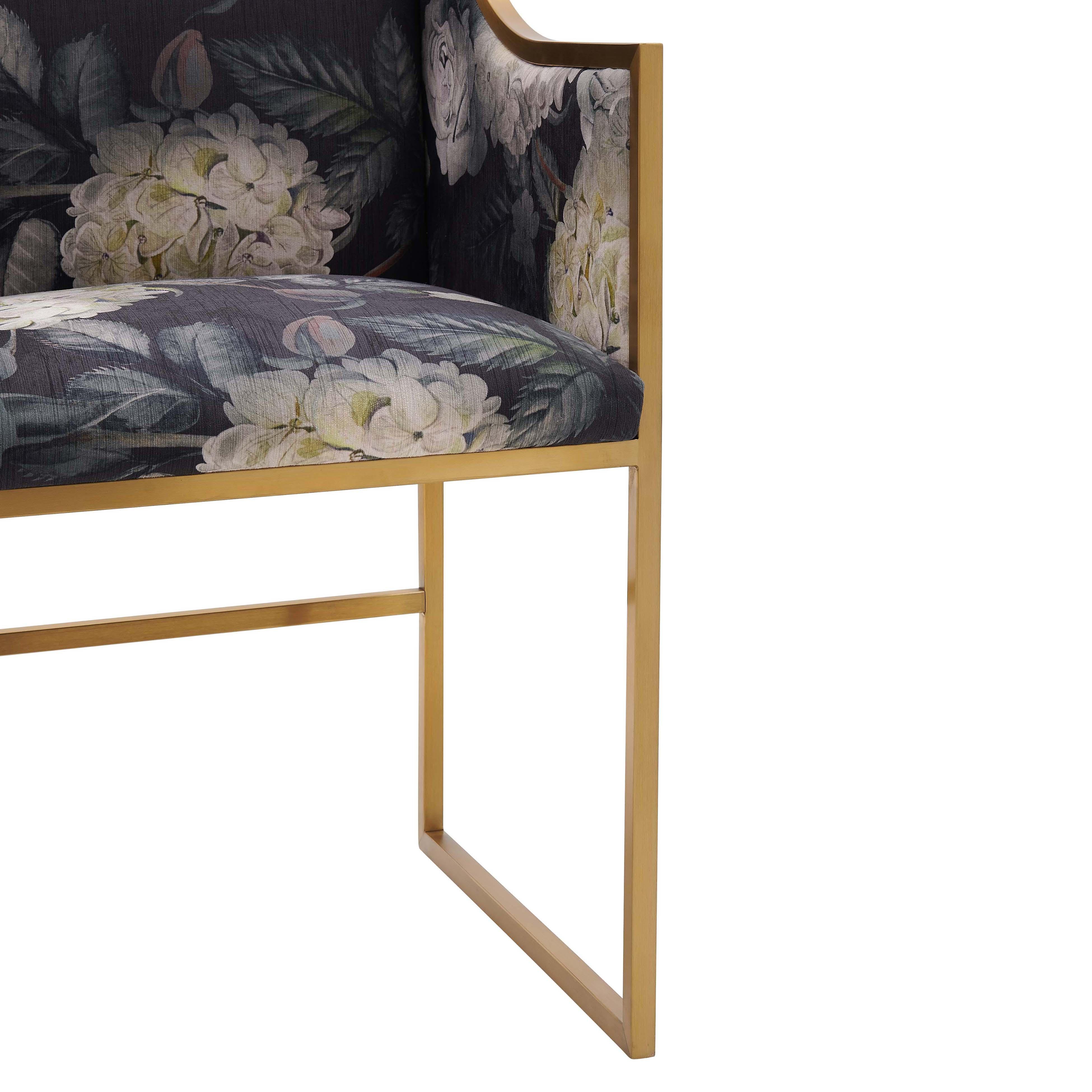 Atara Floral Velvet Gold Chair - Image 5