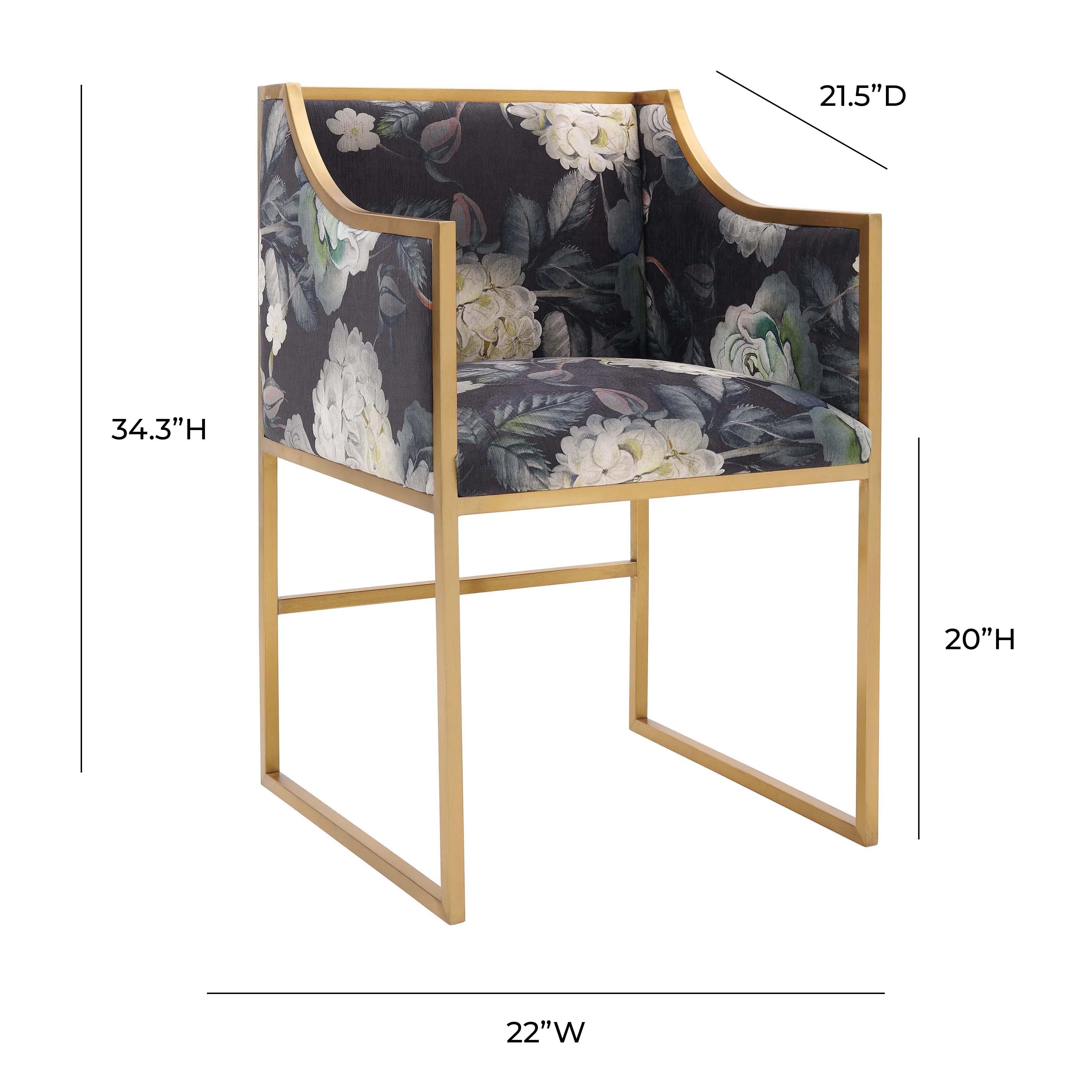 Atara Floral Velvet Gold Chair - Image 6
