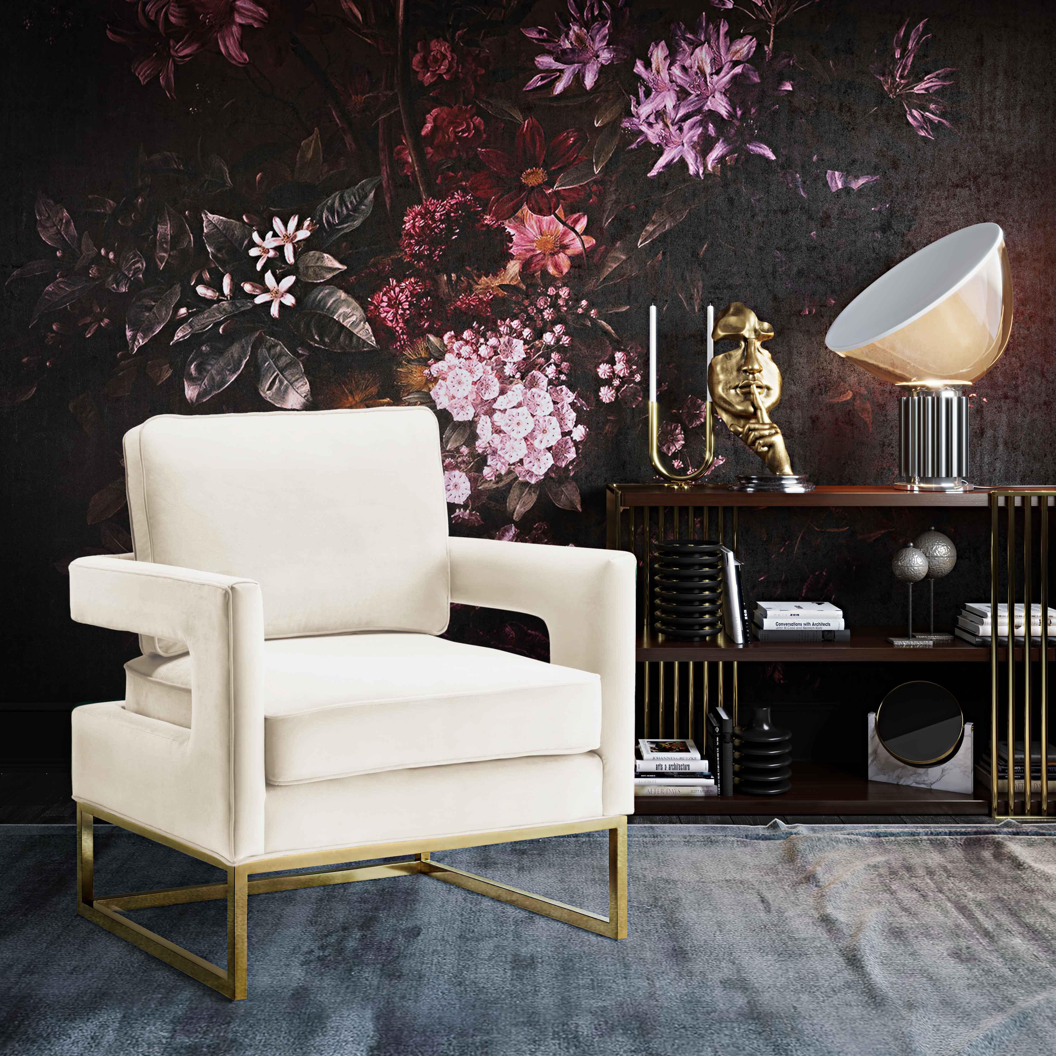 Avery Cream Velvet Chair - Image 2