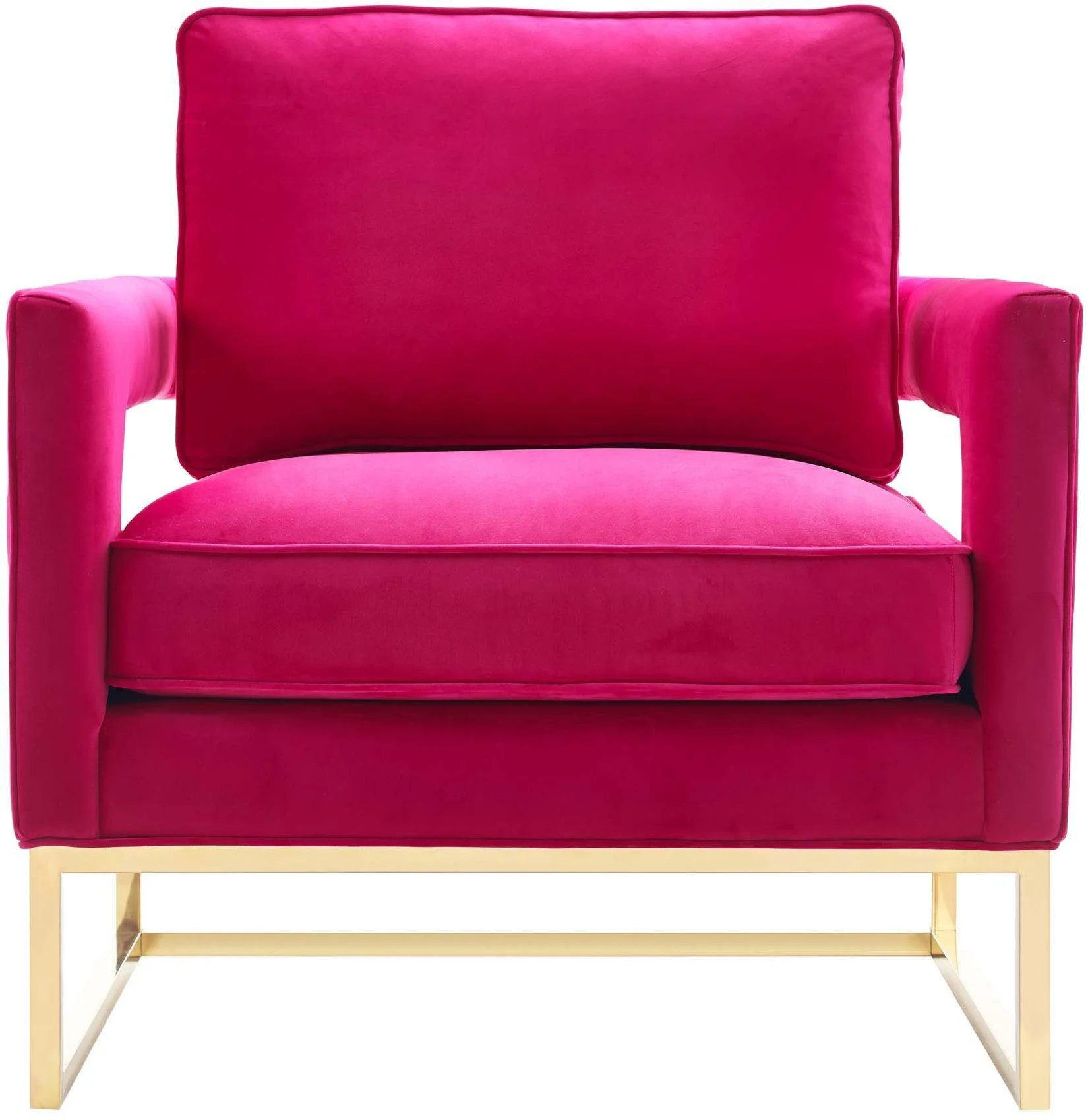Avery Pink Velvet Chair With Polished Gold Base - Image 3