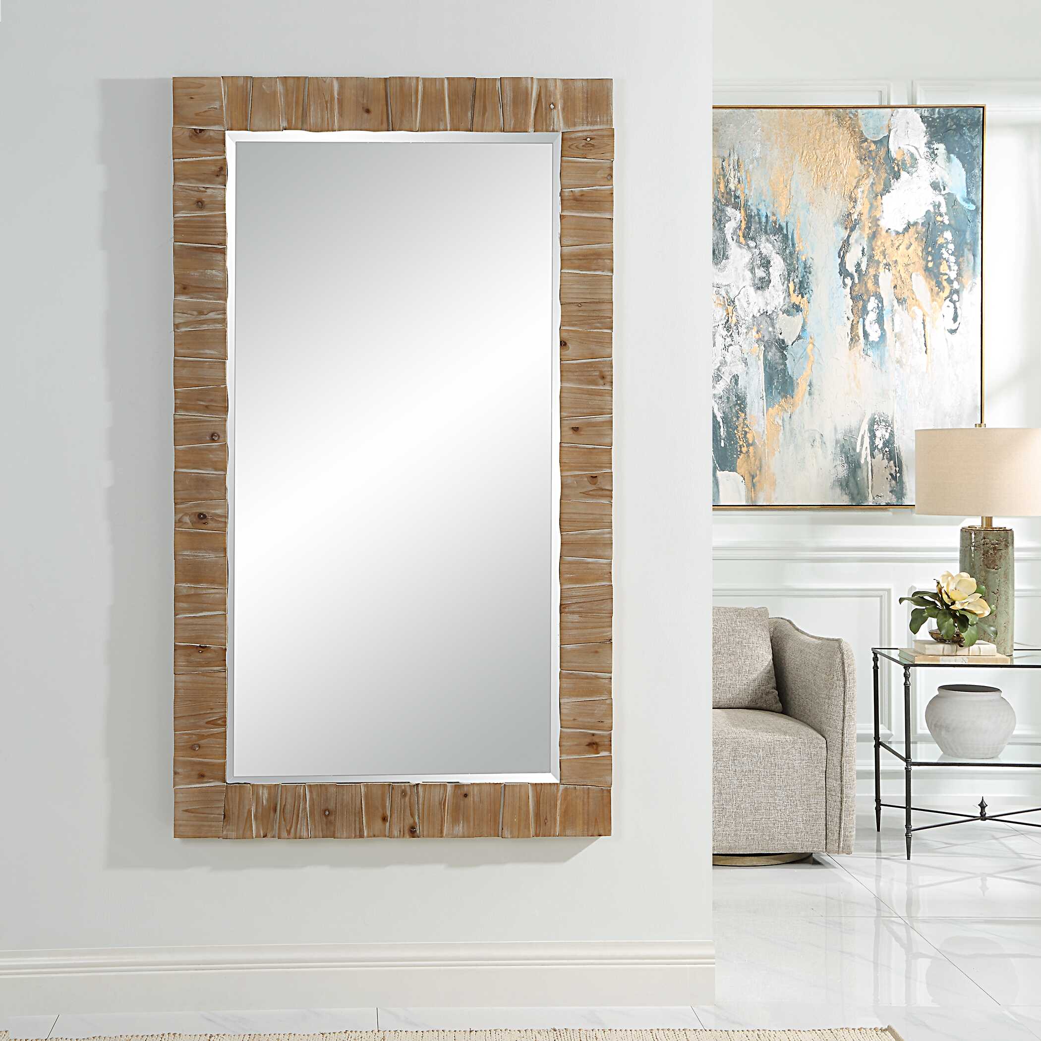Ayanna Gray Washed Wood Mirror - Image 2