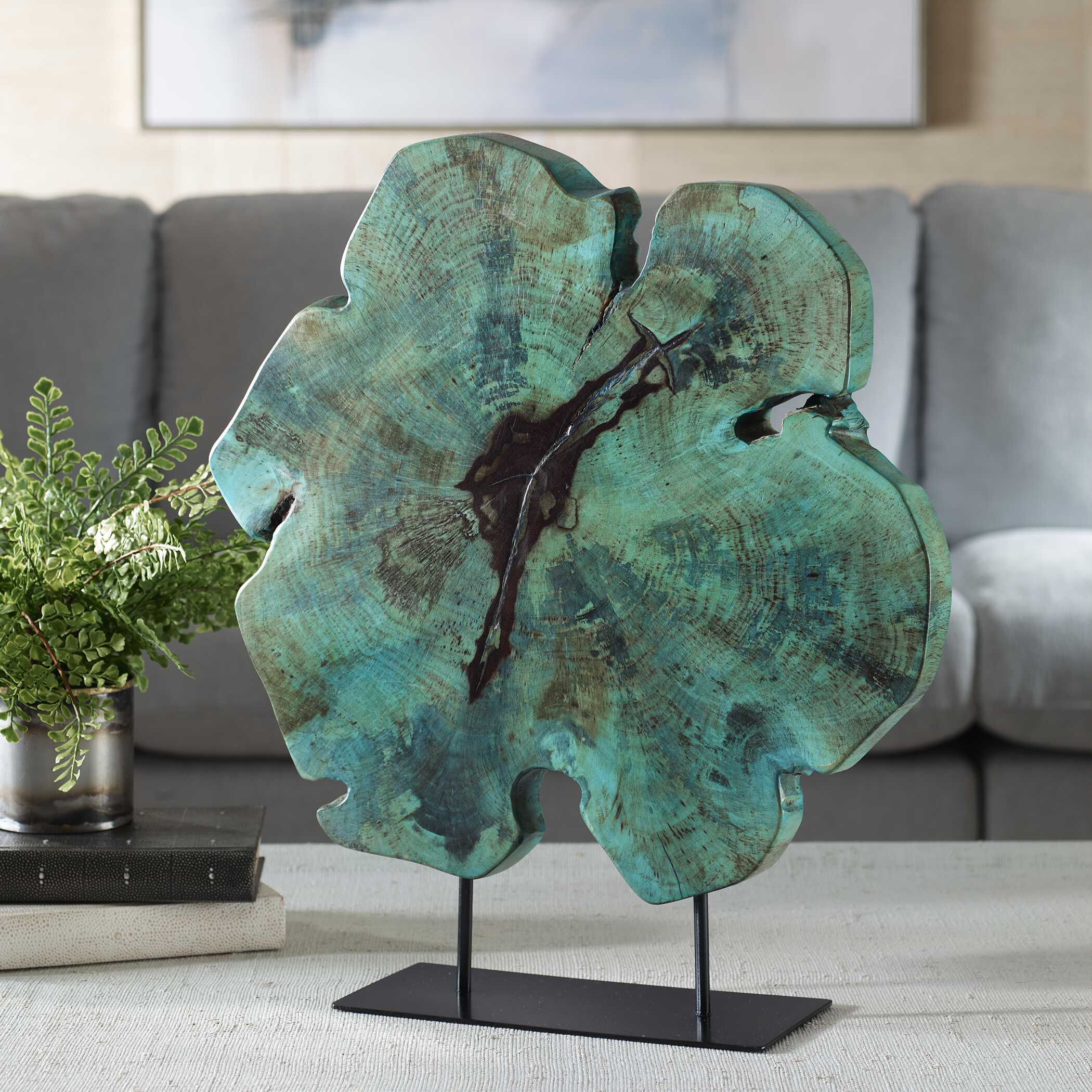 Bahati Wood Blue Sculpture - Image 2