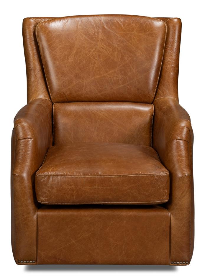 Baker Leather Swivel Chair - Image 2