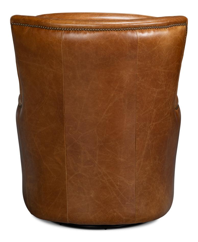 Baker Leather Swivel Chair - Image 4