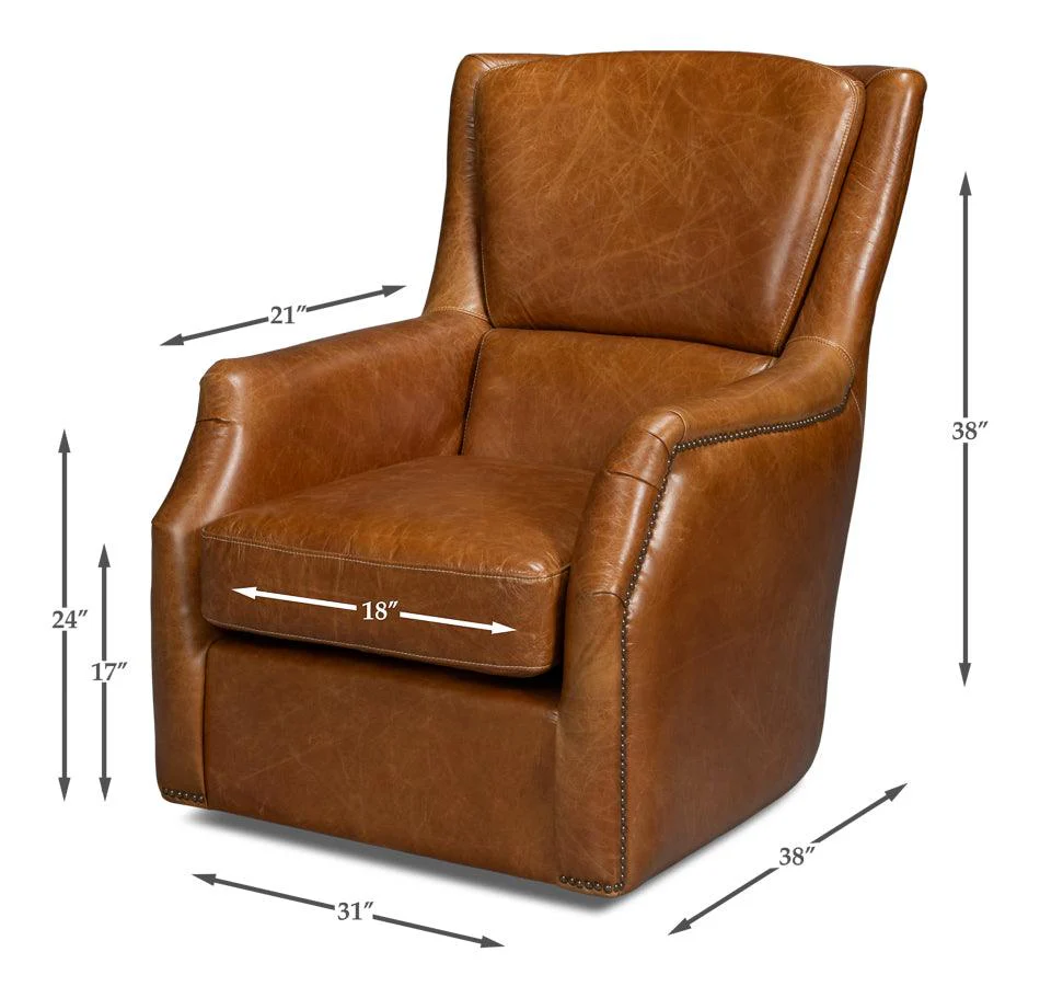 Baker Leather Swivel Chair - Image 6