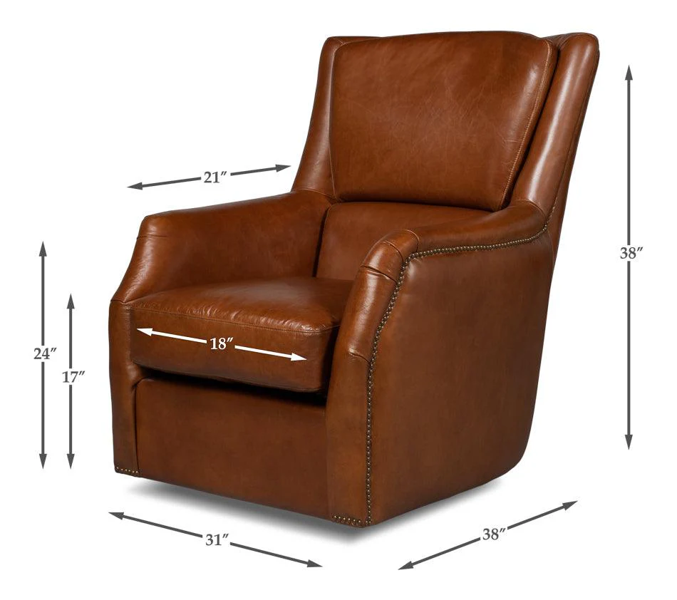 Baker Leather Swivel Chair - Image 8