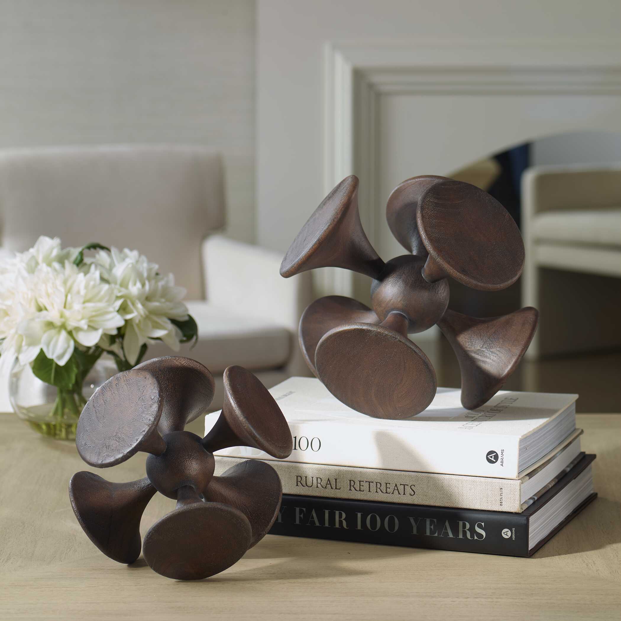 Balanced Harmony Dark Wooden Sculptures - Set of 2 - Image 2