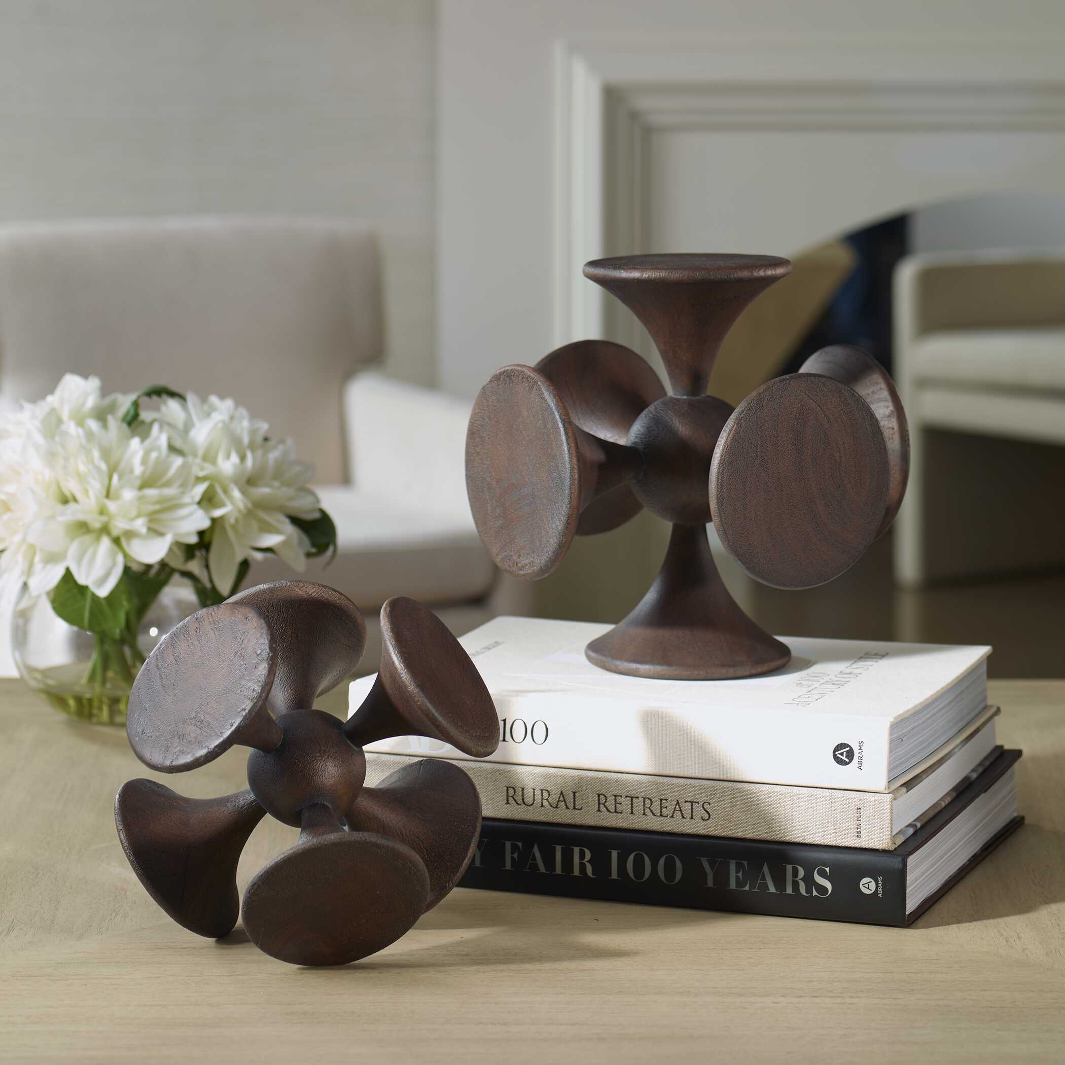 Balanced Harmony Dark Wooden Sculptures - Set of 2 - Image 3