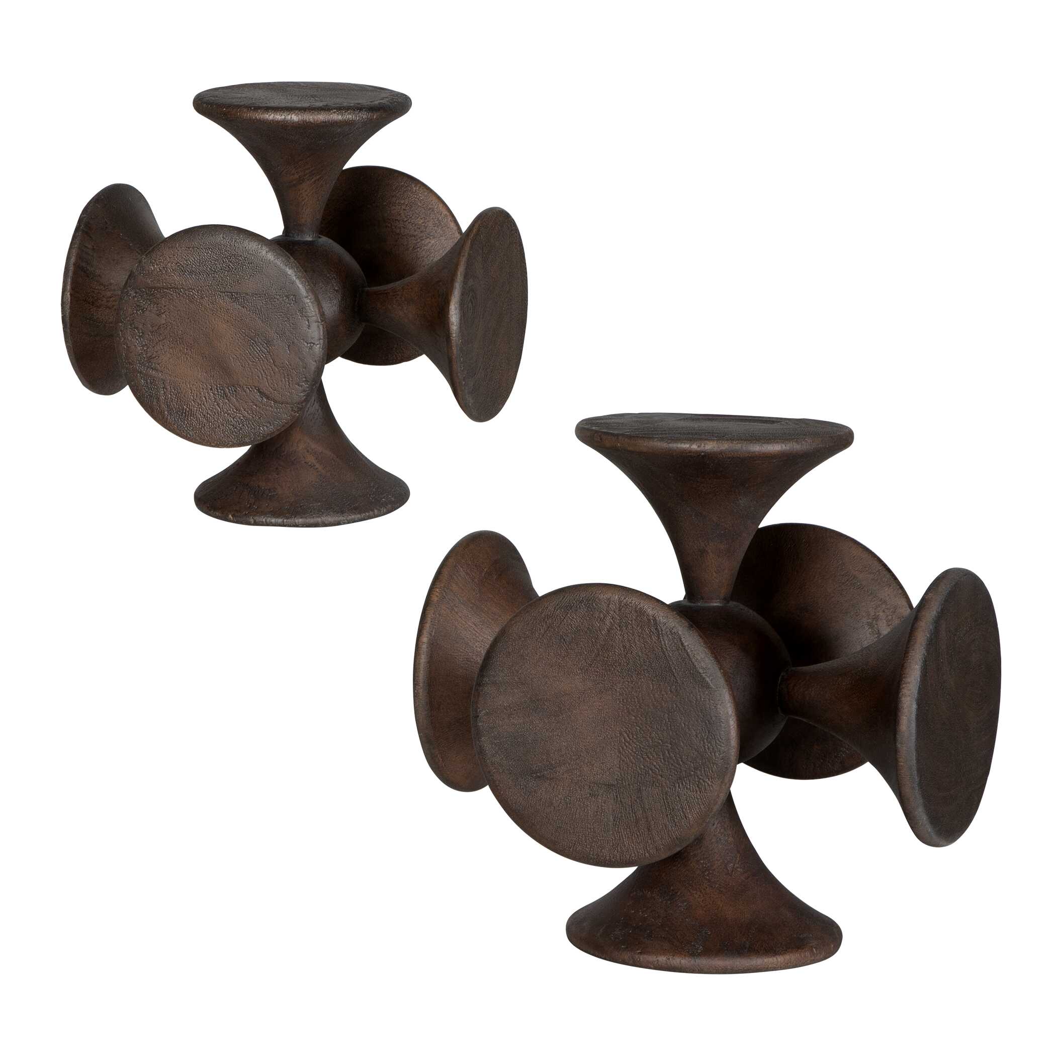 Balanced Harmony Dark Wooden Sculptures - Set of 2 - Image 4