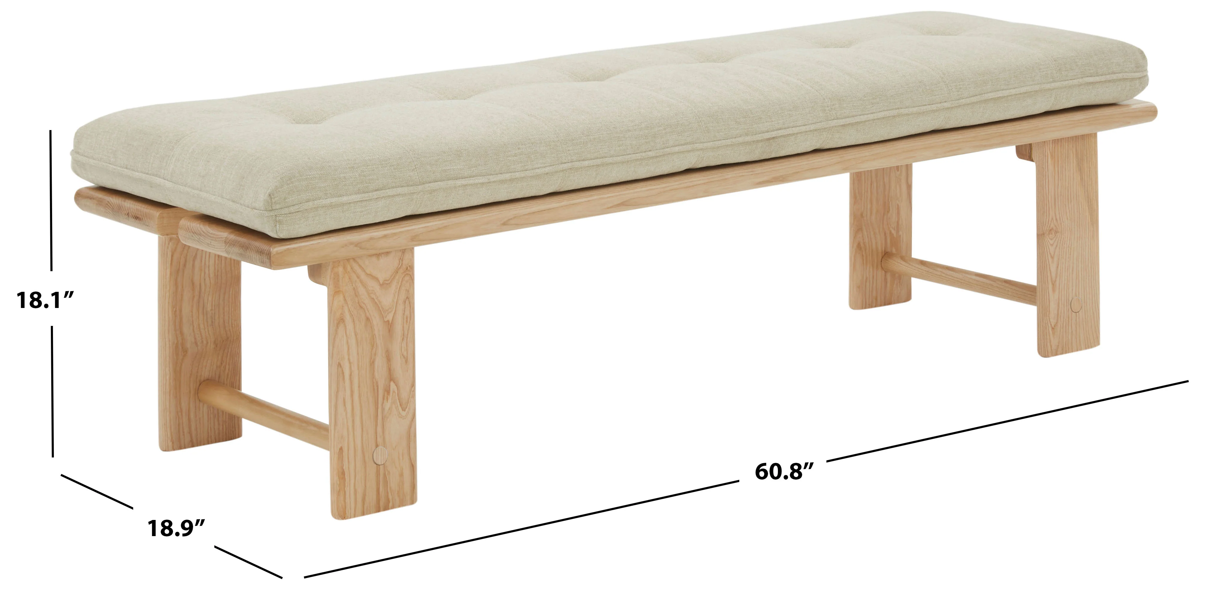 Bartolili Wood & Cushion Bench - Image 5