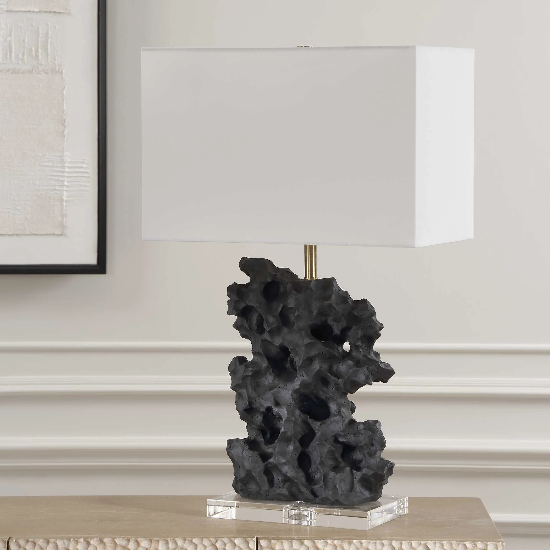 Basalt Black Stone Table Lamp - Image 3